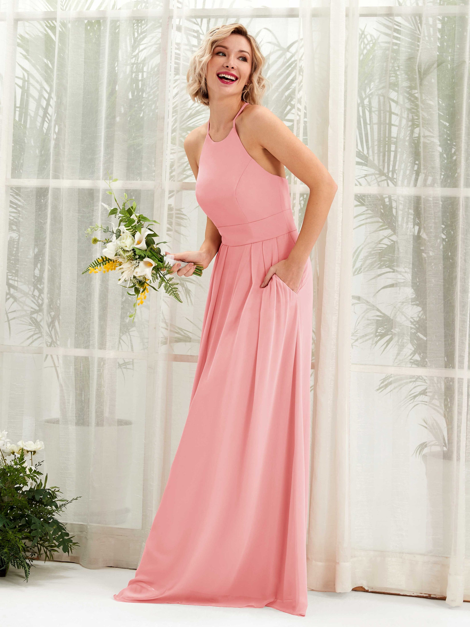 Frances Ballet Pink Halter Maxi Dress