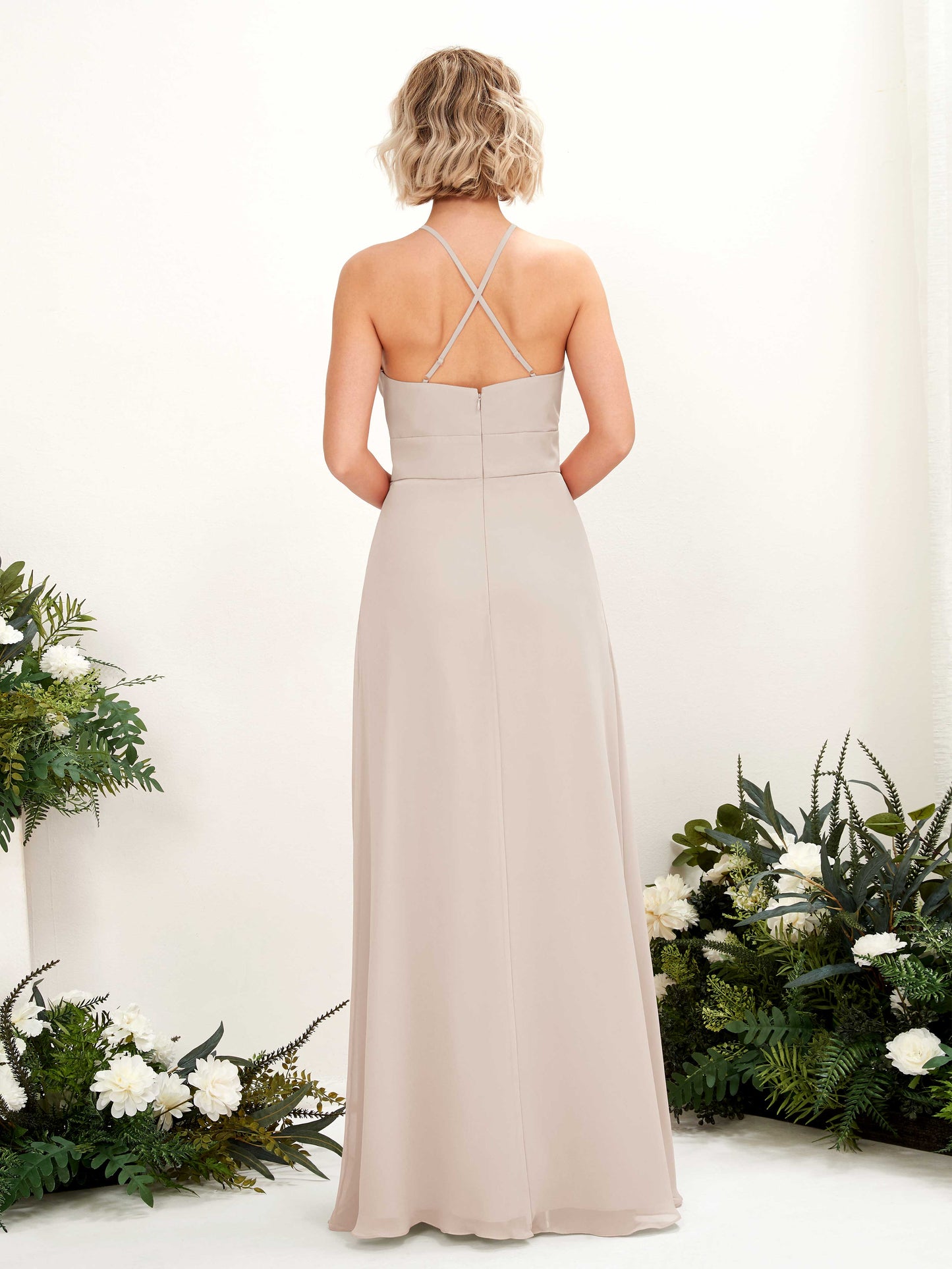 Frances Champagne Halter Maxi Dress