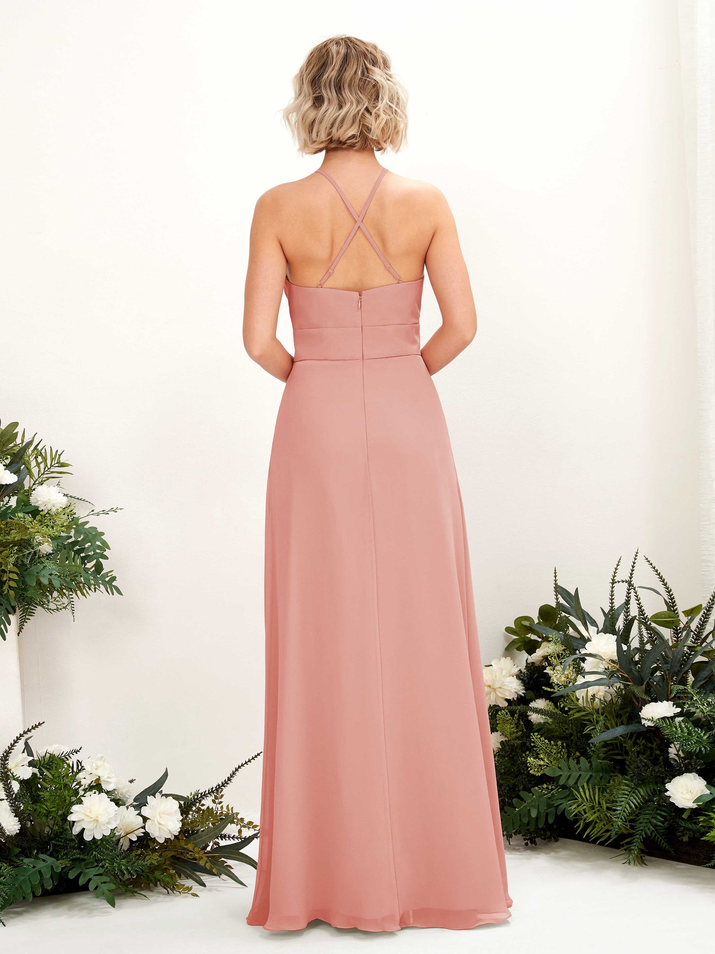 Frances Champagne Rose Halter Maxi Dress