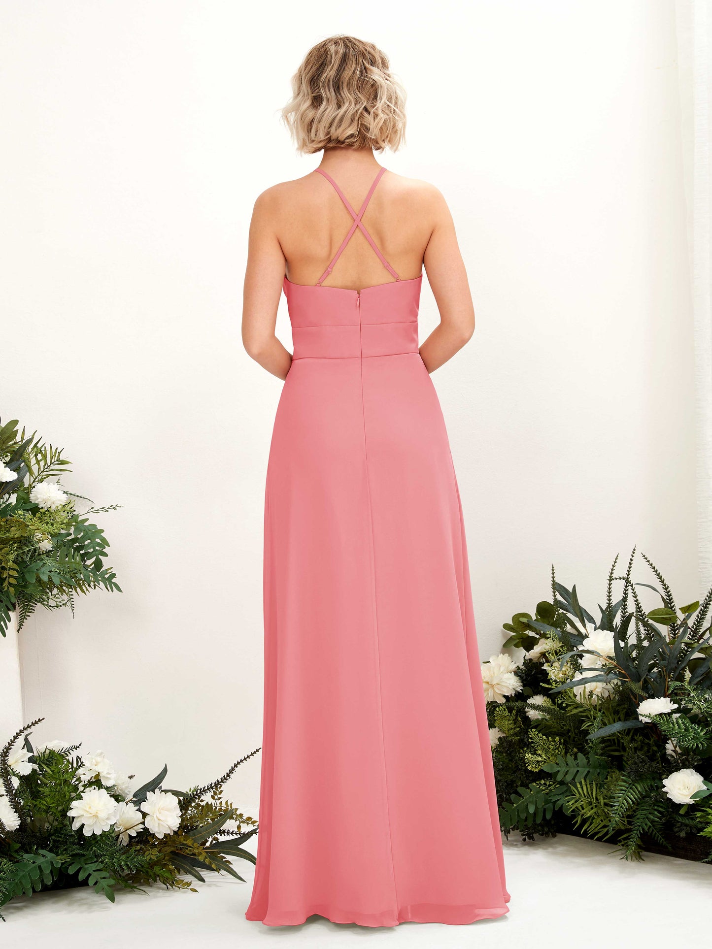 Frances Coral Pink Halter Maxi Dress