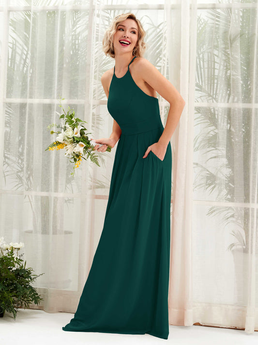 Frances Dark Emerald Halter Maxi Dress