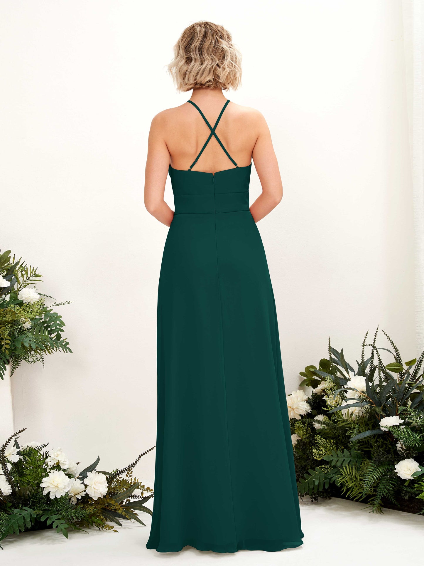 Frances Dark Emerald Halter Maxi Dress