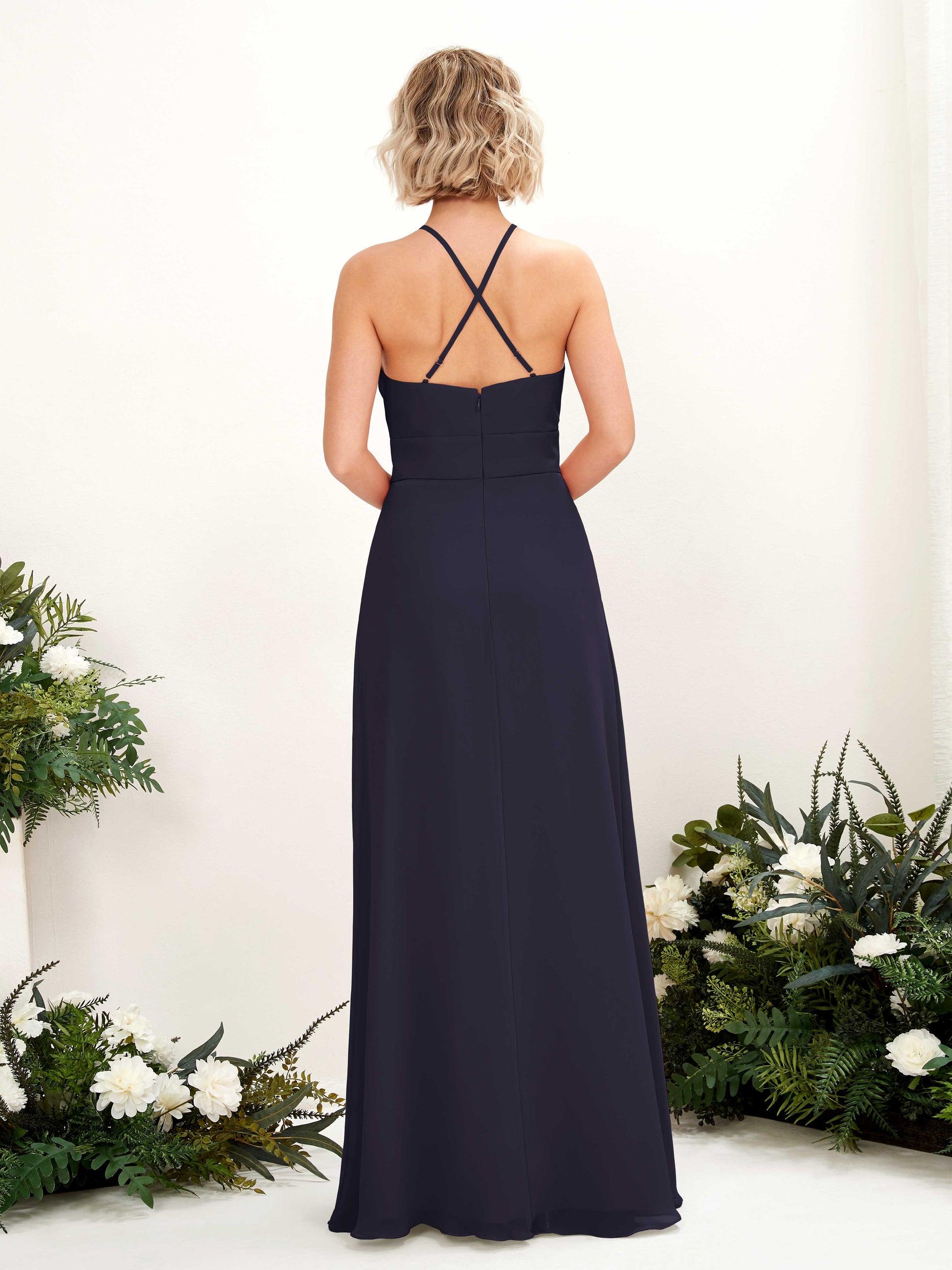 Frances Dark Navy Halter Maxi Dress