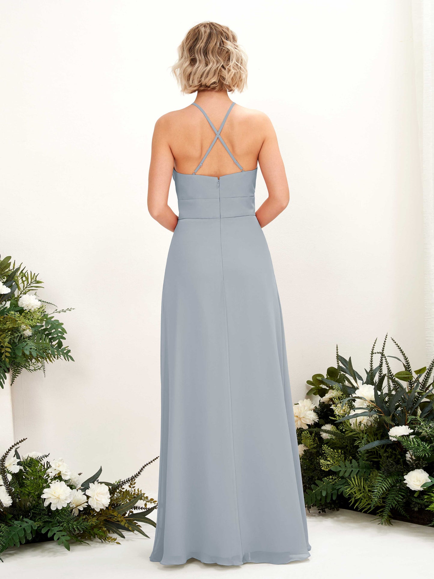 Frances Dusty Blue-Upgrade Halter Maxi Dress