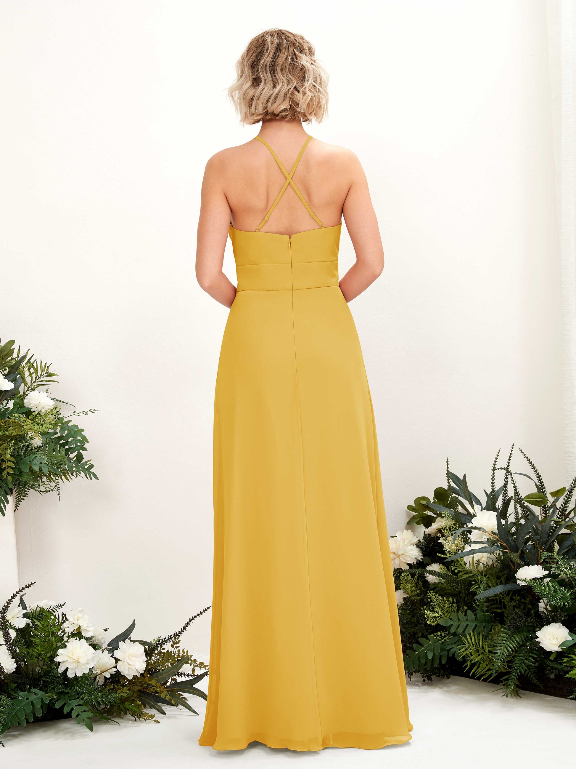 Frances Mustard Yellow Halter Maxi Dress