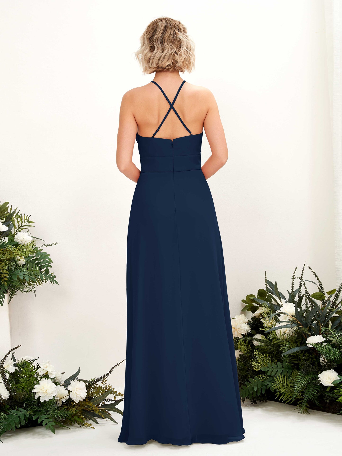 Frances Navy Halter Maxi Dress