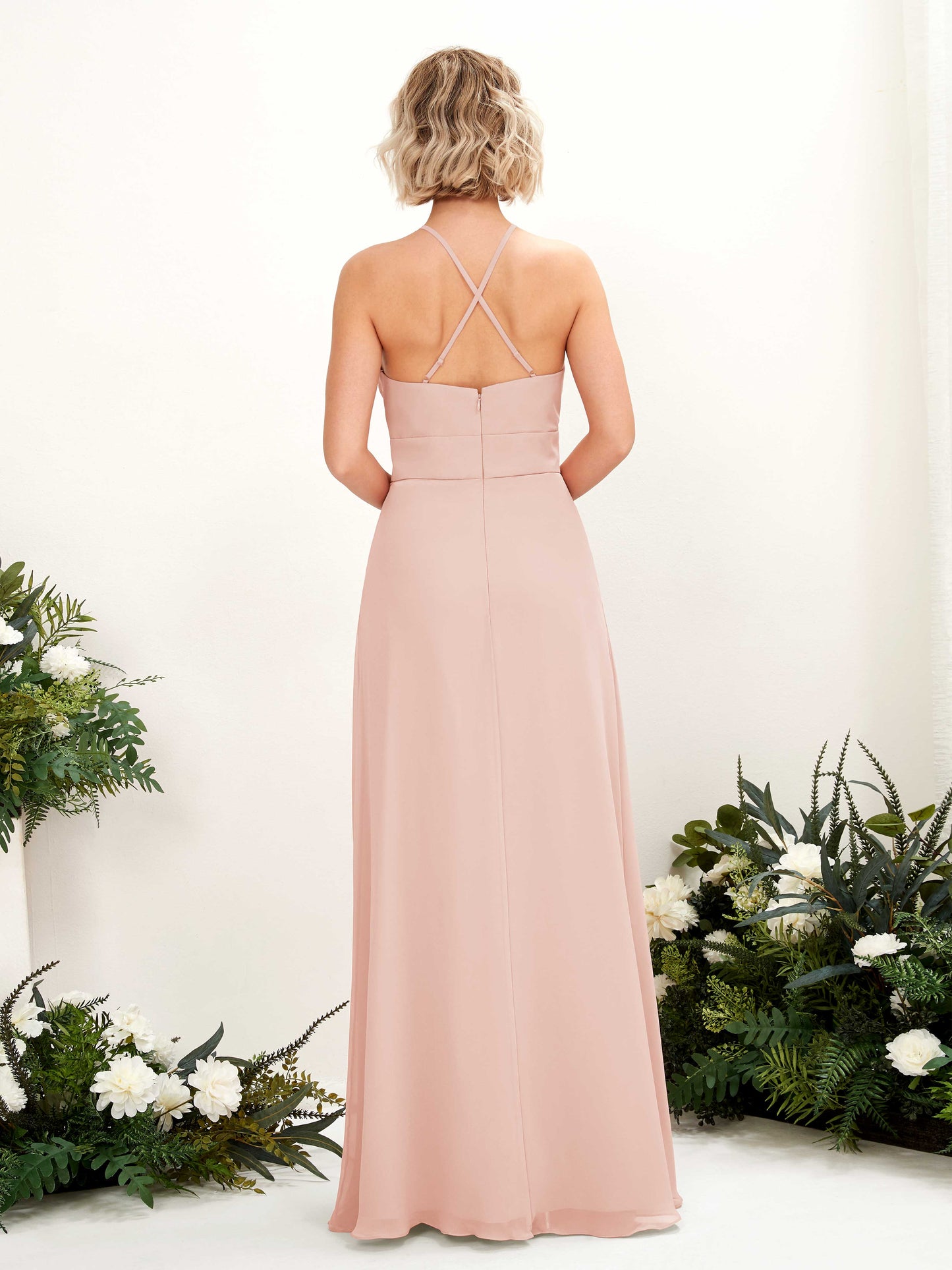 Frances Pearl Pink Halter Maxi Dress