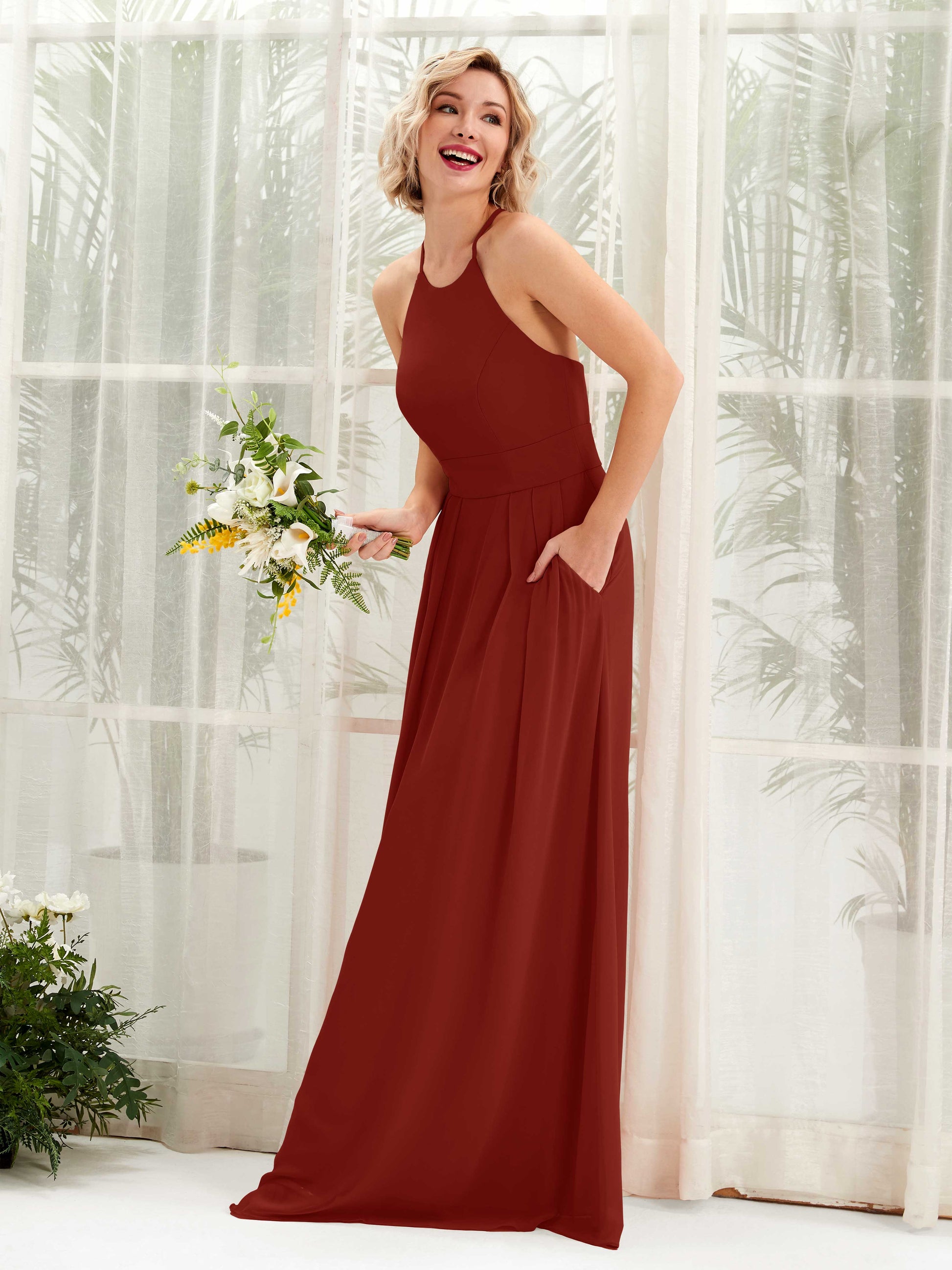 Frances Rust Halter Maxi Dress