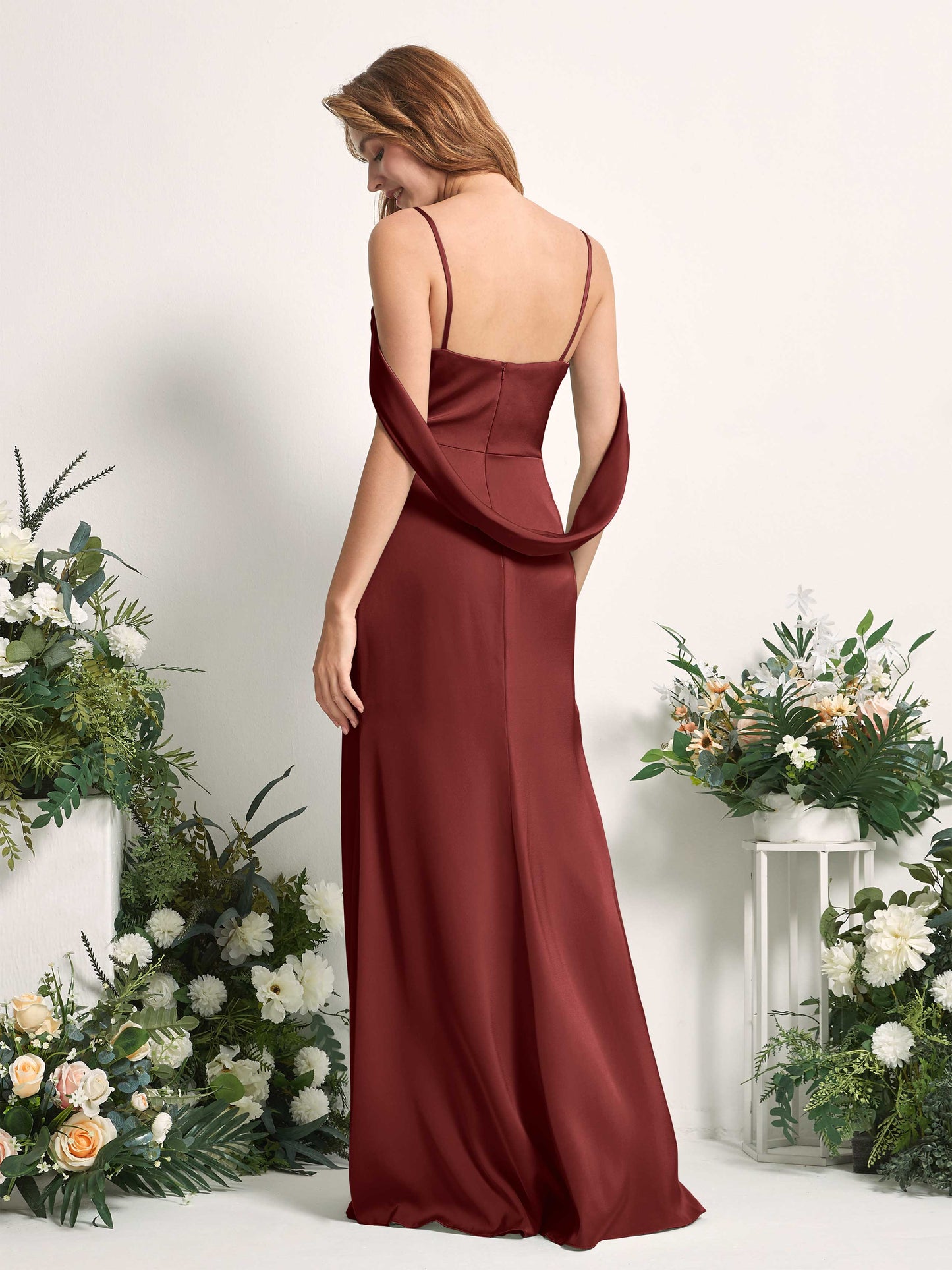 Freya Burgundy Satin Sleeveless Maxi Dress