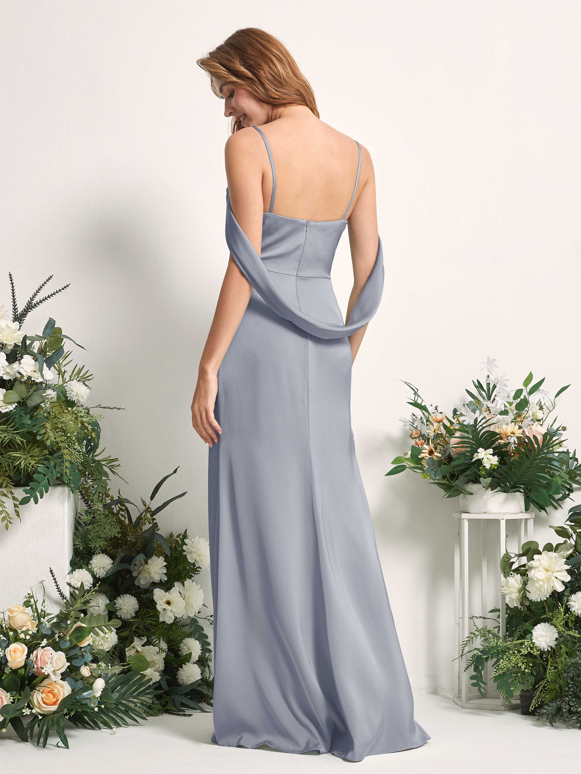 Freya Dusty Blue Satin Sleeveless Maxi Dress