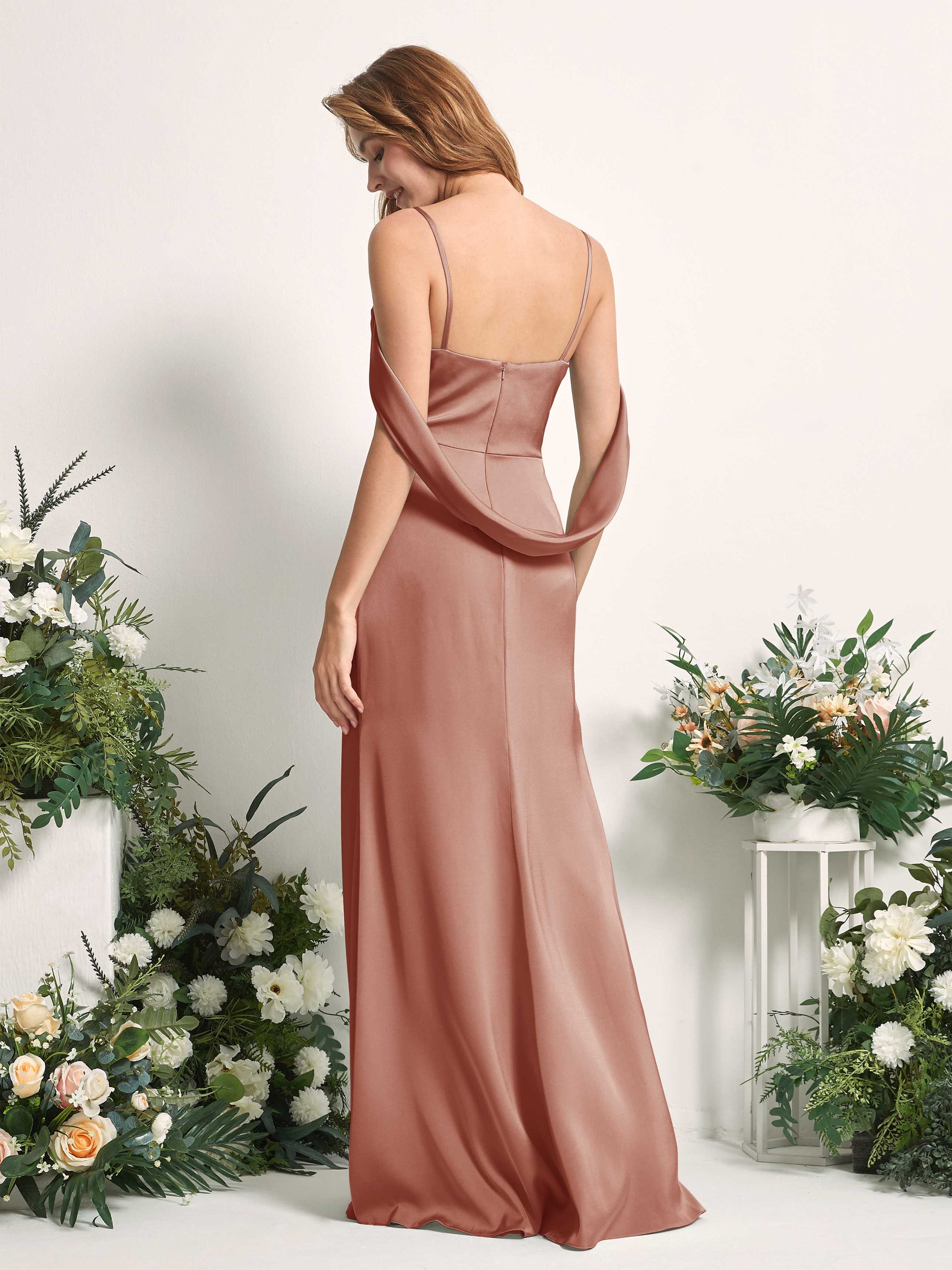 Freya Raw Sienna Satin Sleeveless Maxi Dress