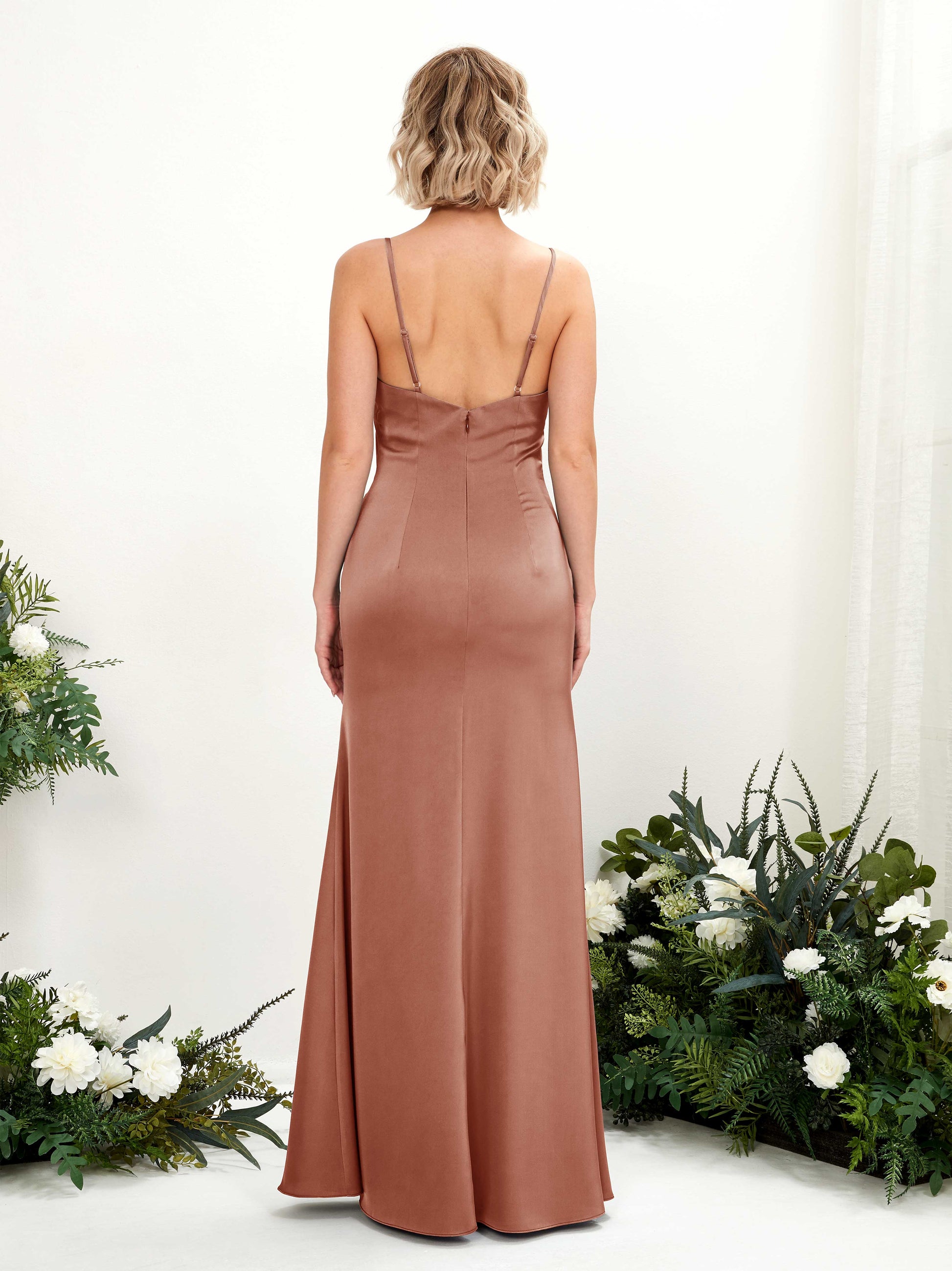 Gloria Raw Sienna Satin Sleeveless Maxi Dress