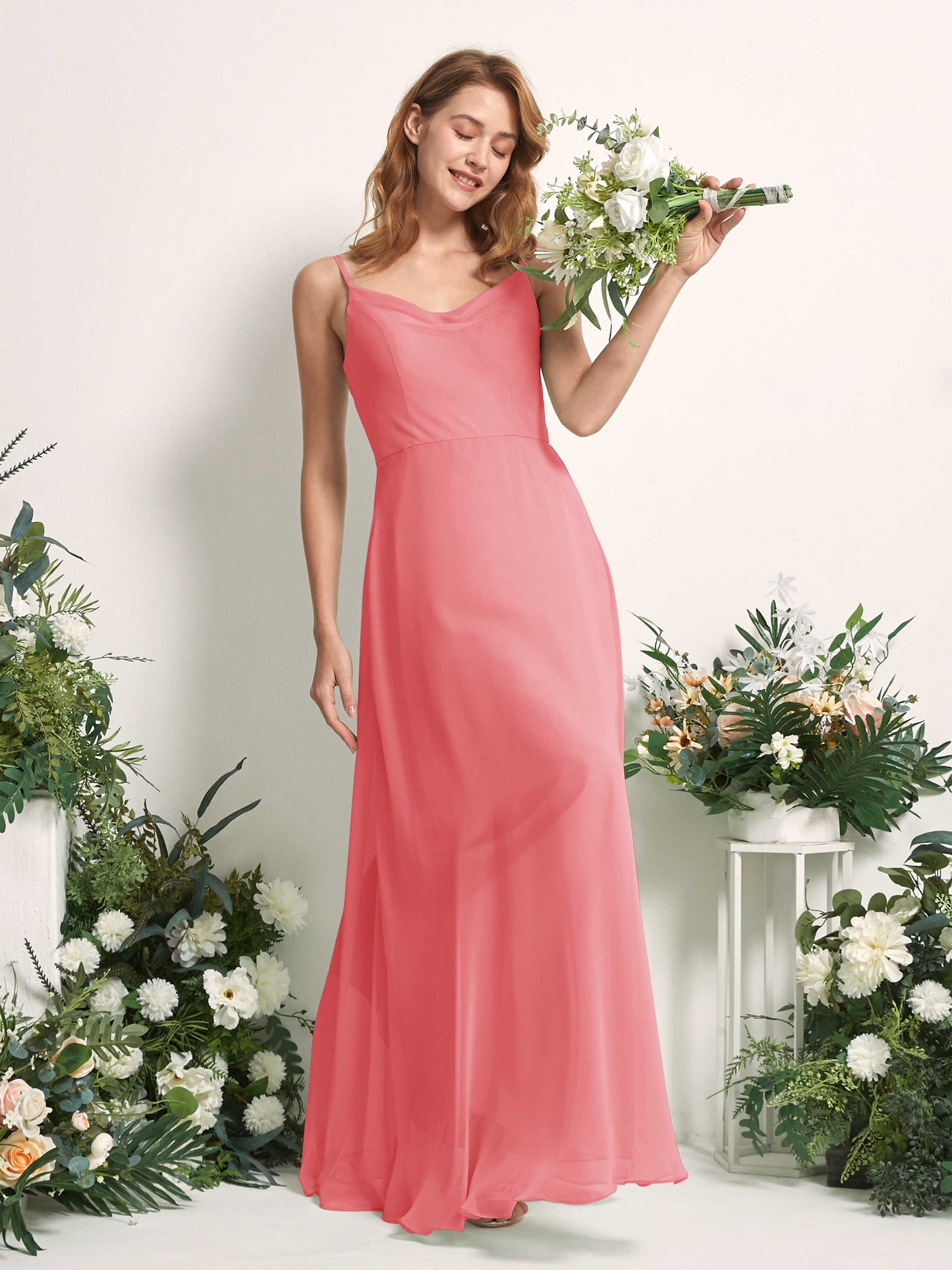 Hannah Coral Pink Sleeveless Maxi Dress