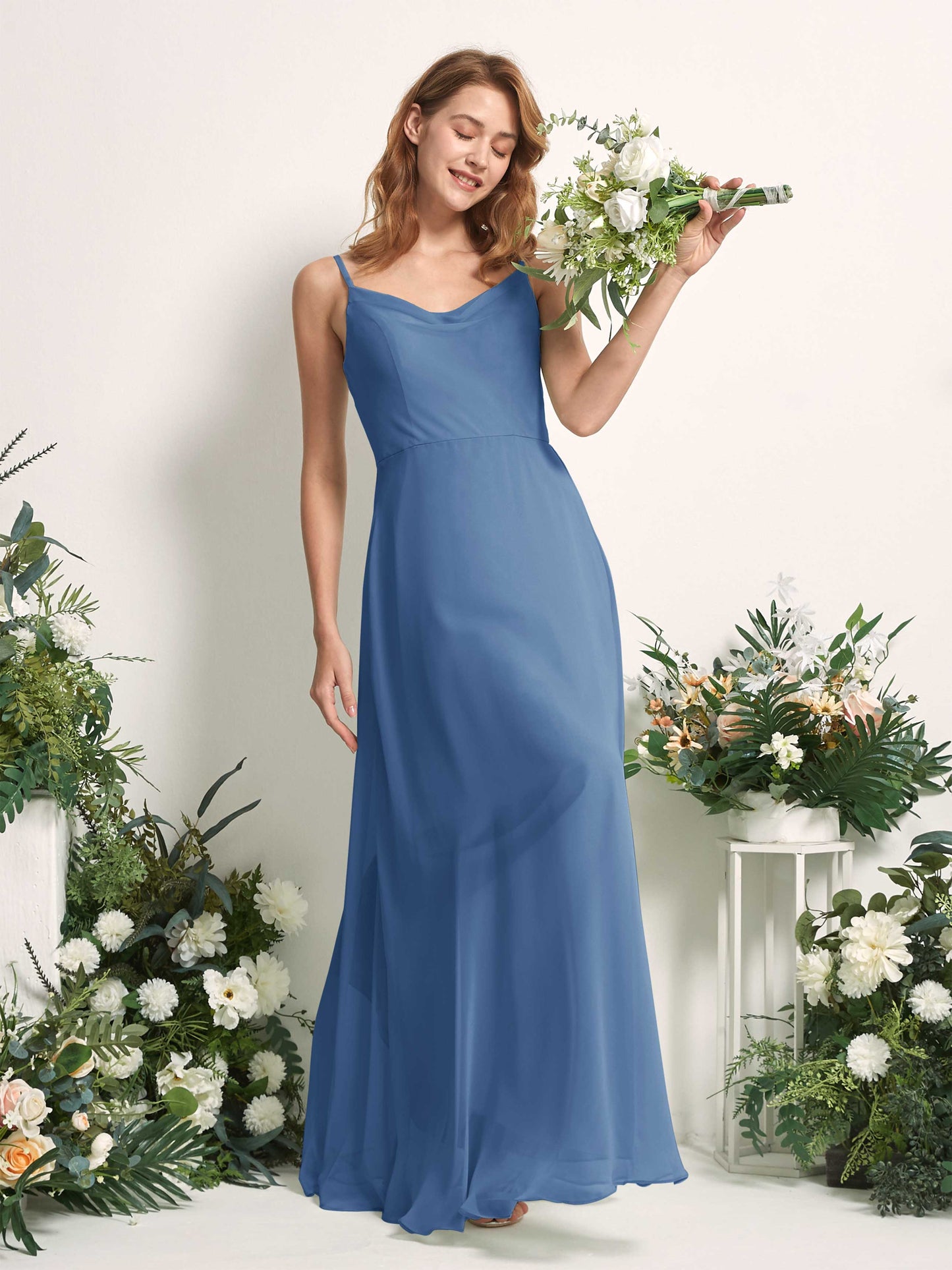 Hannah Dusty Blue Sleeveless Maxi Dress