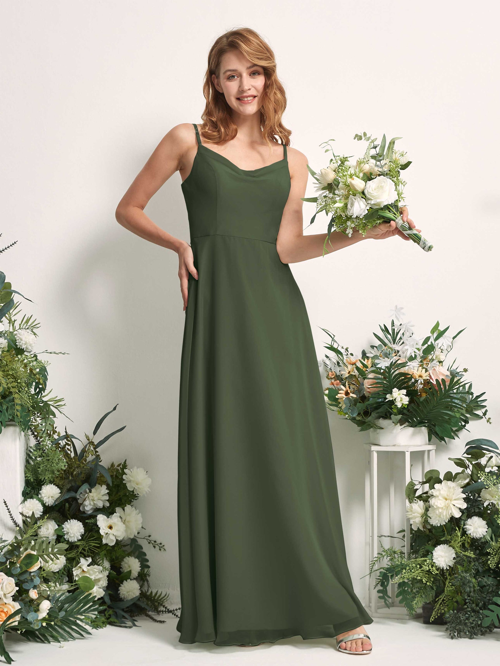 Hannah Martini Olive Sleeveless Maxi Dress