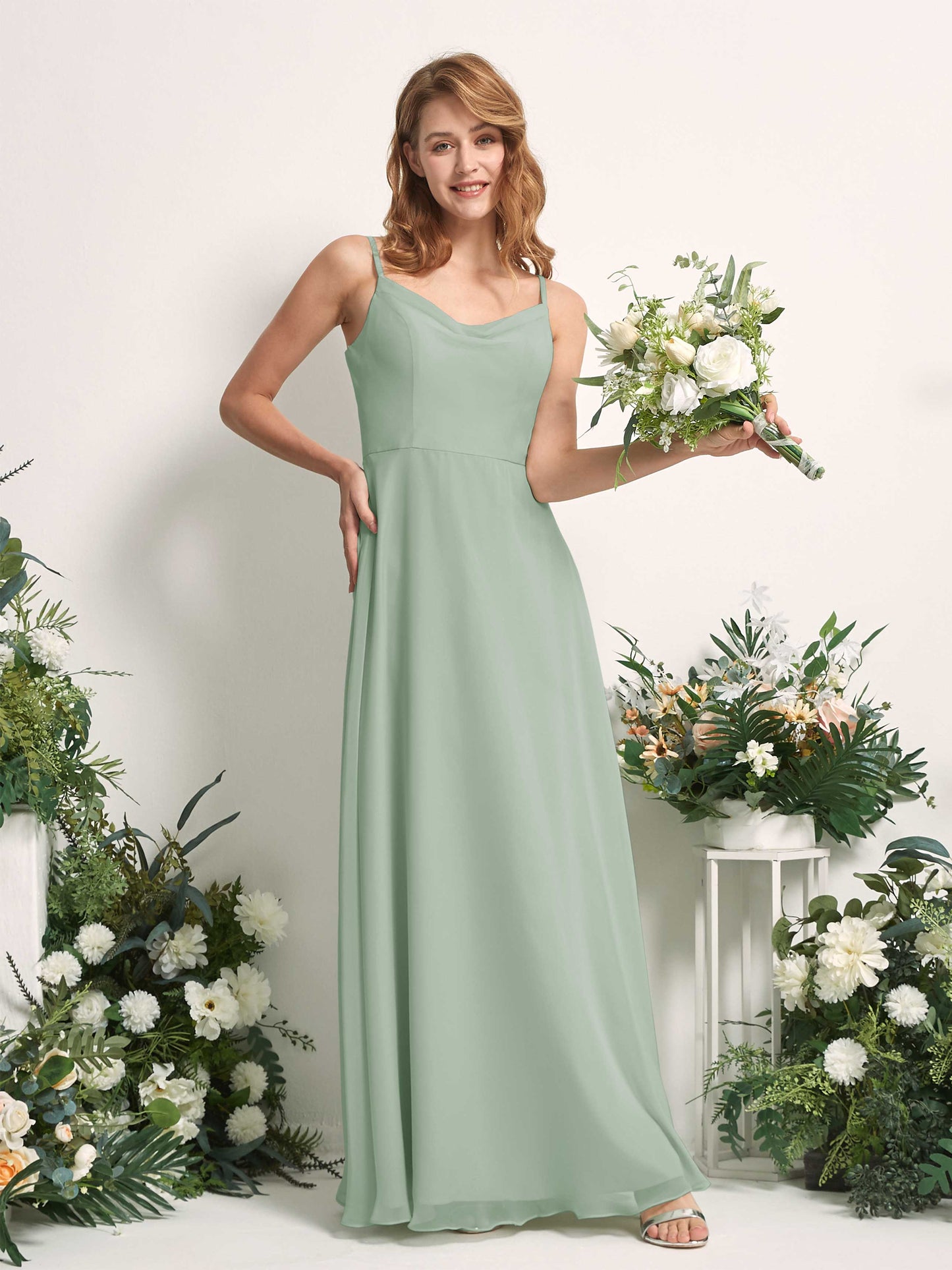 Hannah Sage Green Sleeveless Maxi Dress