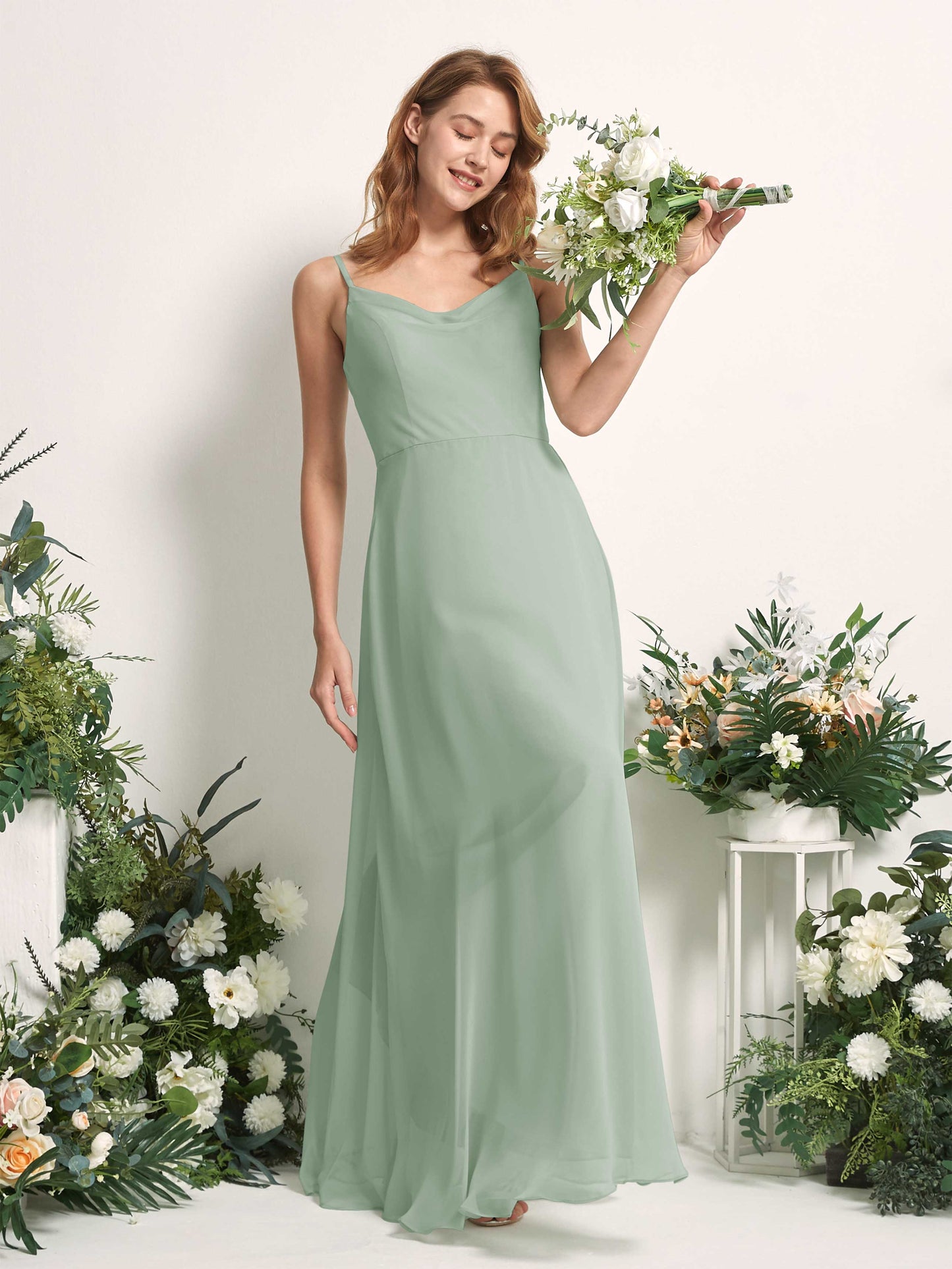 Hannah Sage Green Sleeveless Maxi Dress