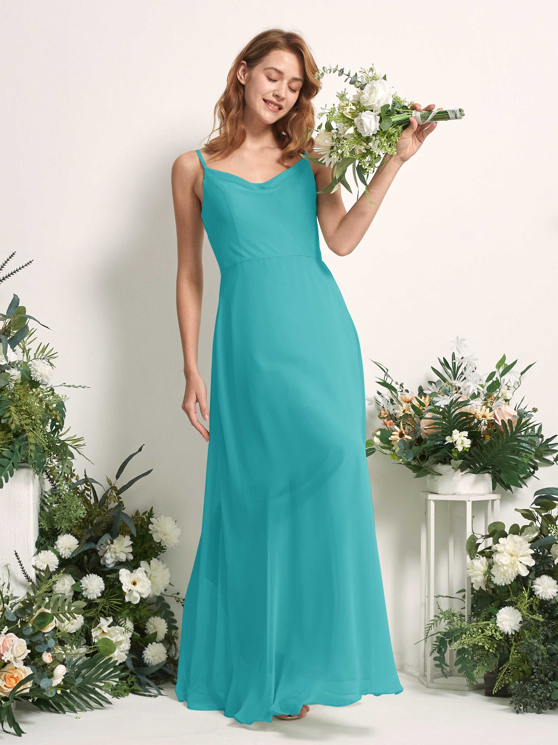 Hannah Turquoise Sleeveless Maxi Dress