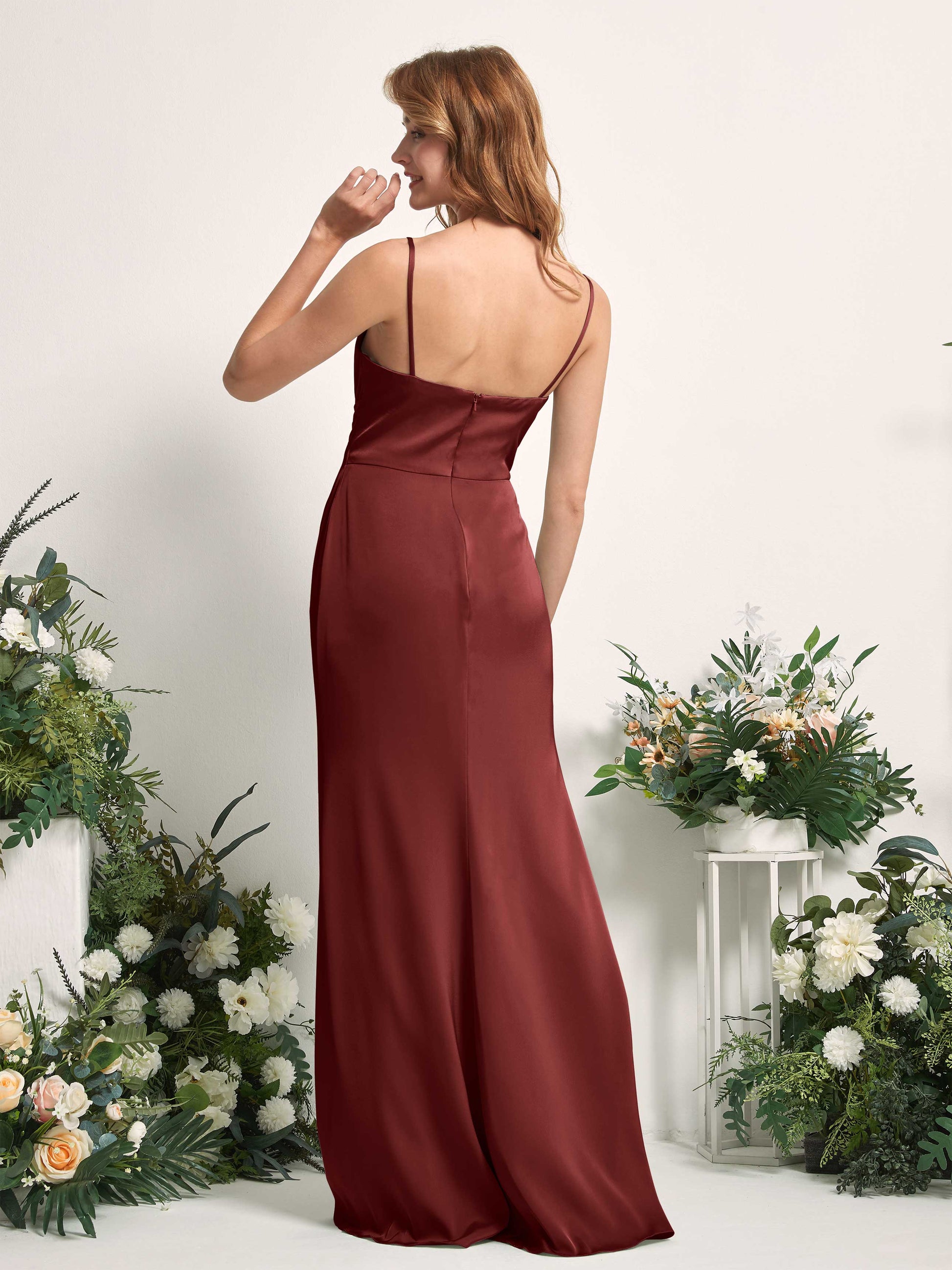 Hayley Burgundy Satin Sleeveless Maxi Dress