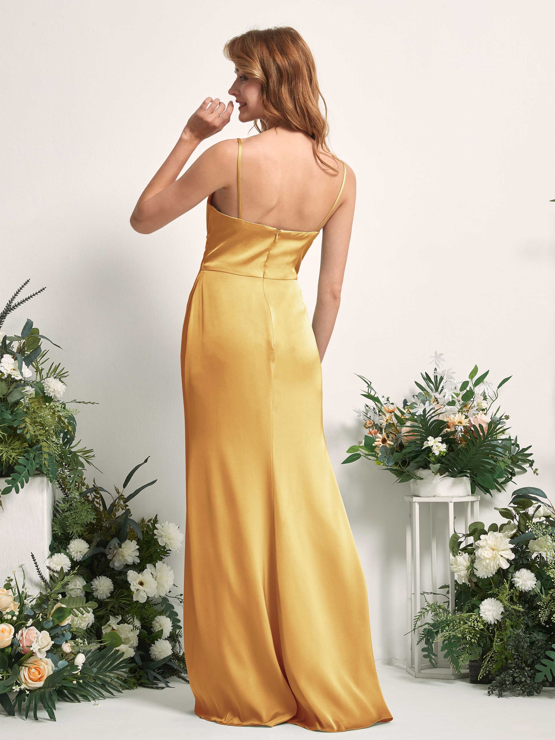 Hayley Canary Satin Sleeveless Maxi Dress