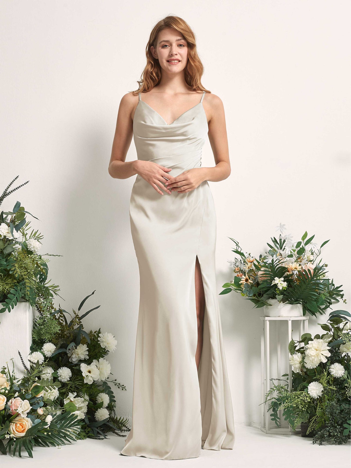 Hayley Champagne Satin Sleeveless Maxi Dress