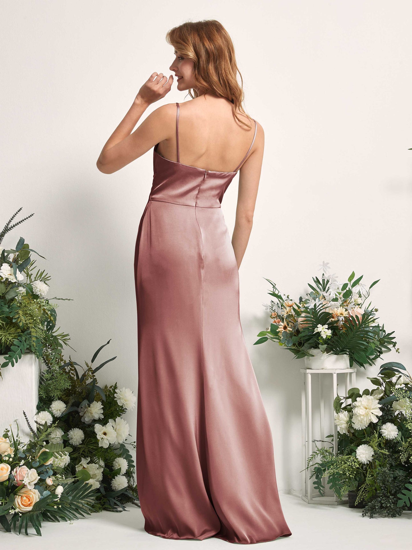 Hayley Desert Rose Satin Sleeveless Maxi Dress