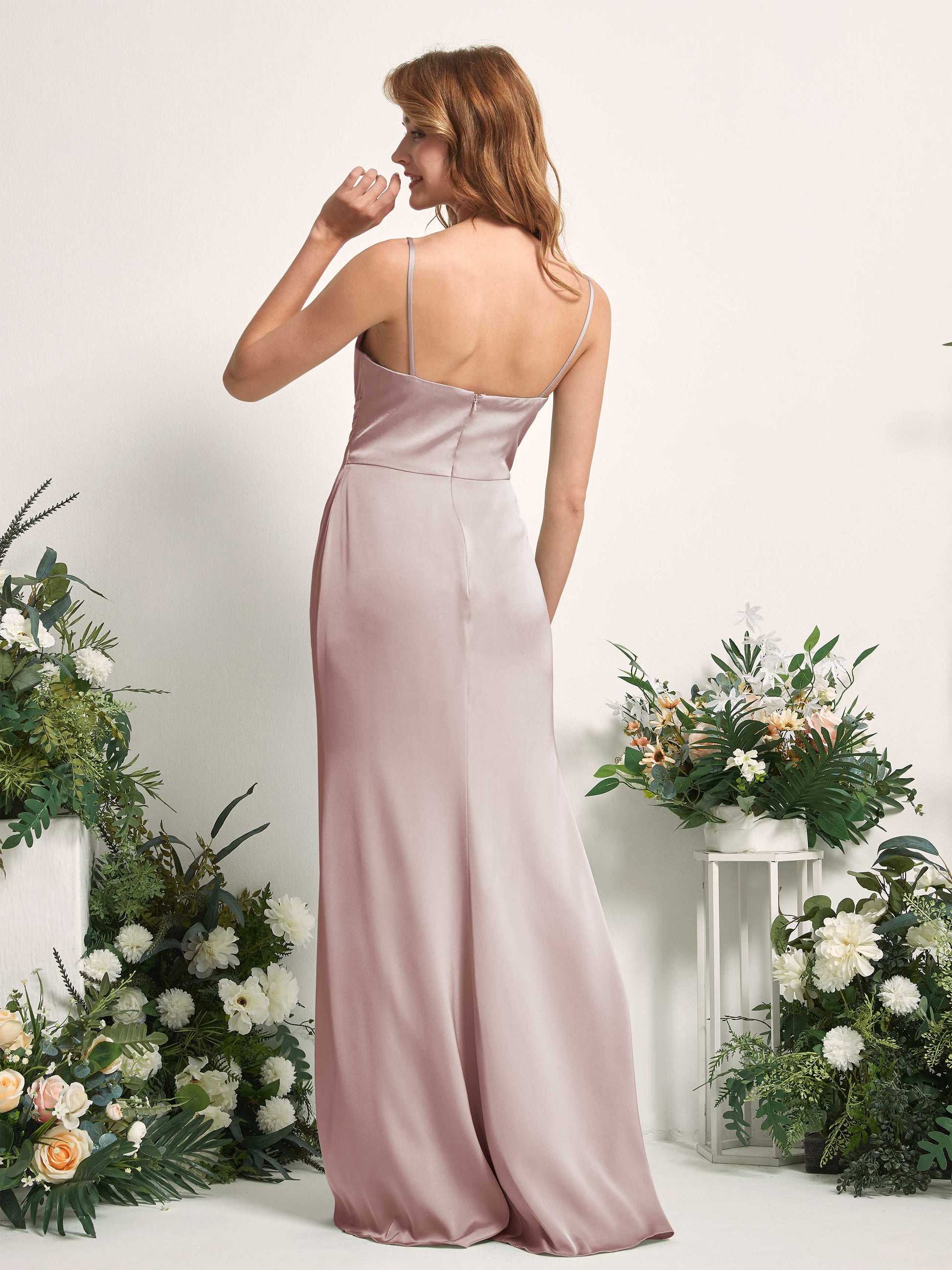 Hayley Dusty Rose Satin Sleeveless Maxi Dress