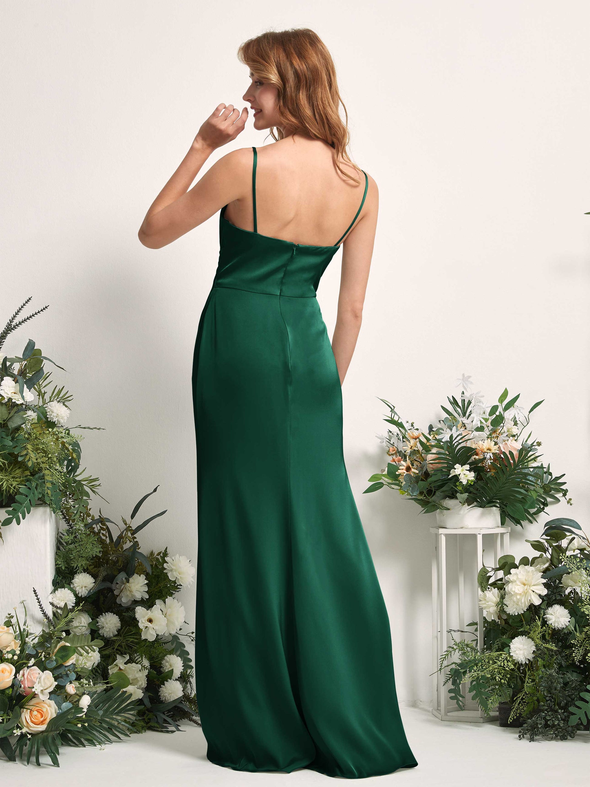 Hayley Hunter Green Satin Sleeveless Maxi Dress