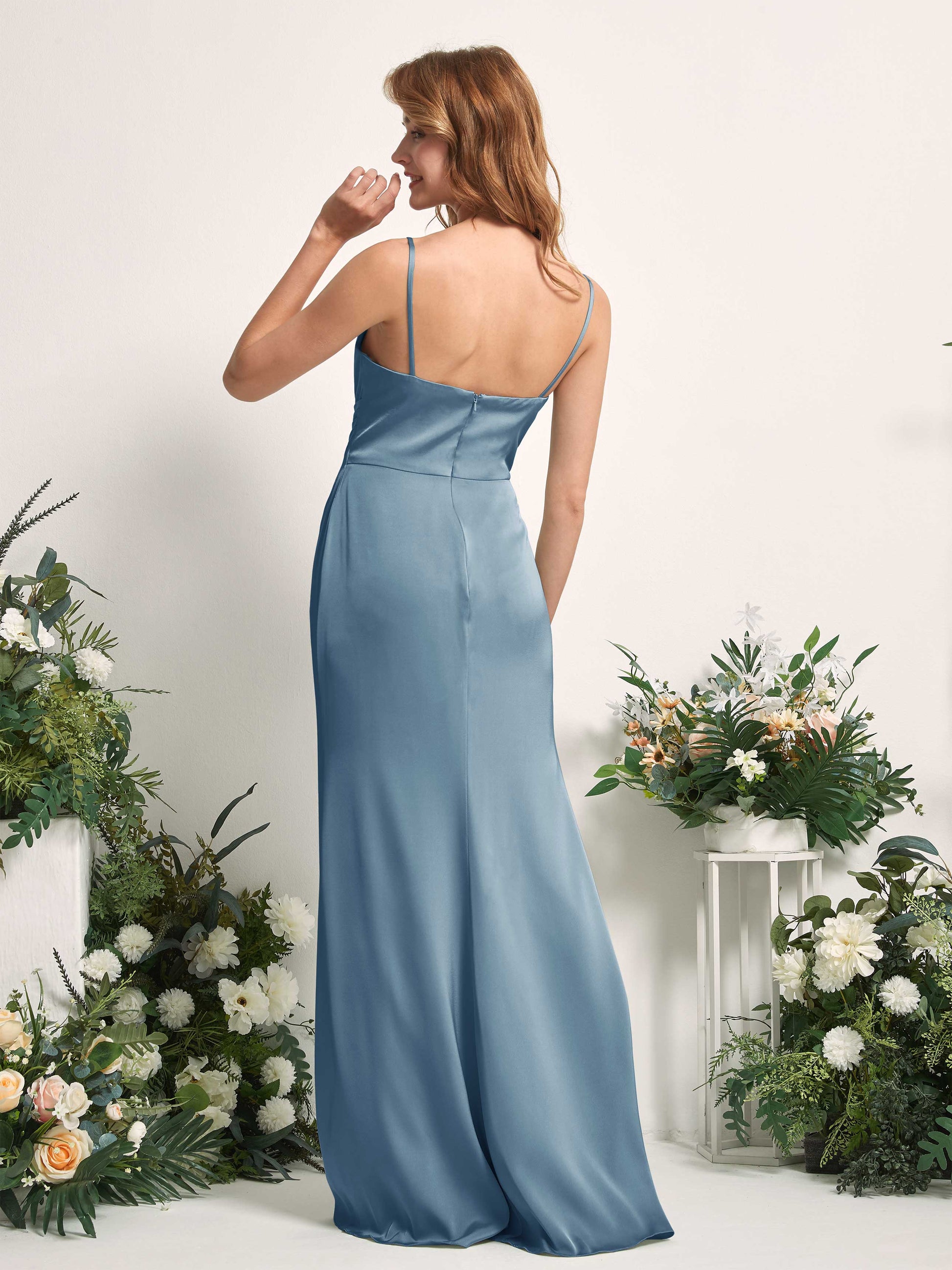 Hayley Ink blue Satin Sleeveless Maxi Dress