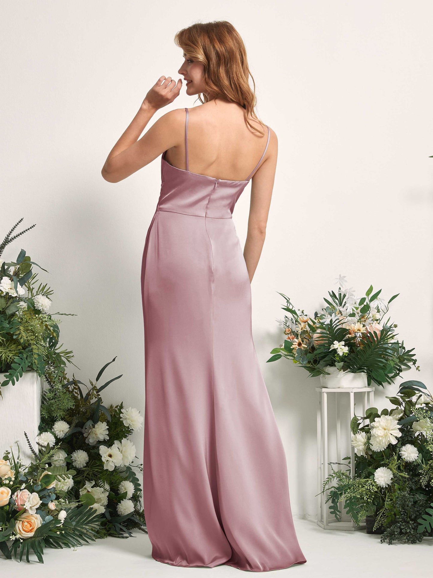 Hayley Rose Quartz Satin Sleeveless Maxi Dress