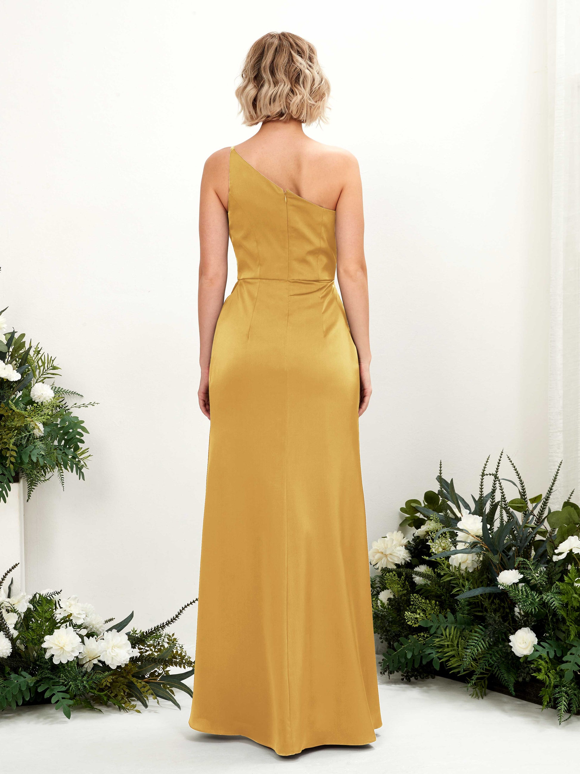 Hedy Canary Satin One Shoulder Maxi Dress