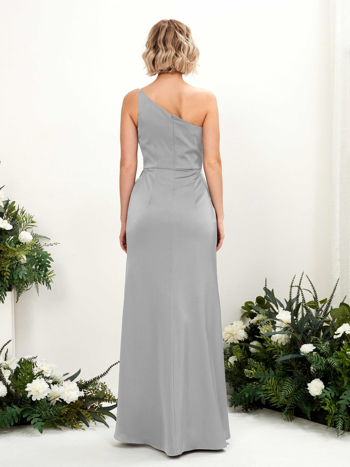 Hedy Dove Satin One Shoulder Maxi Dress