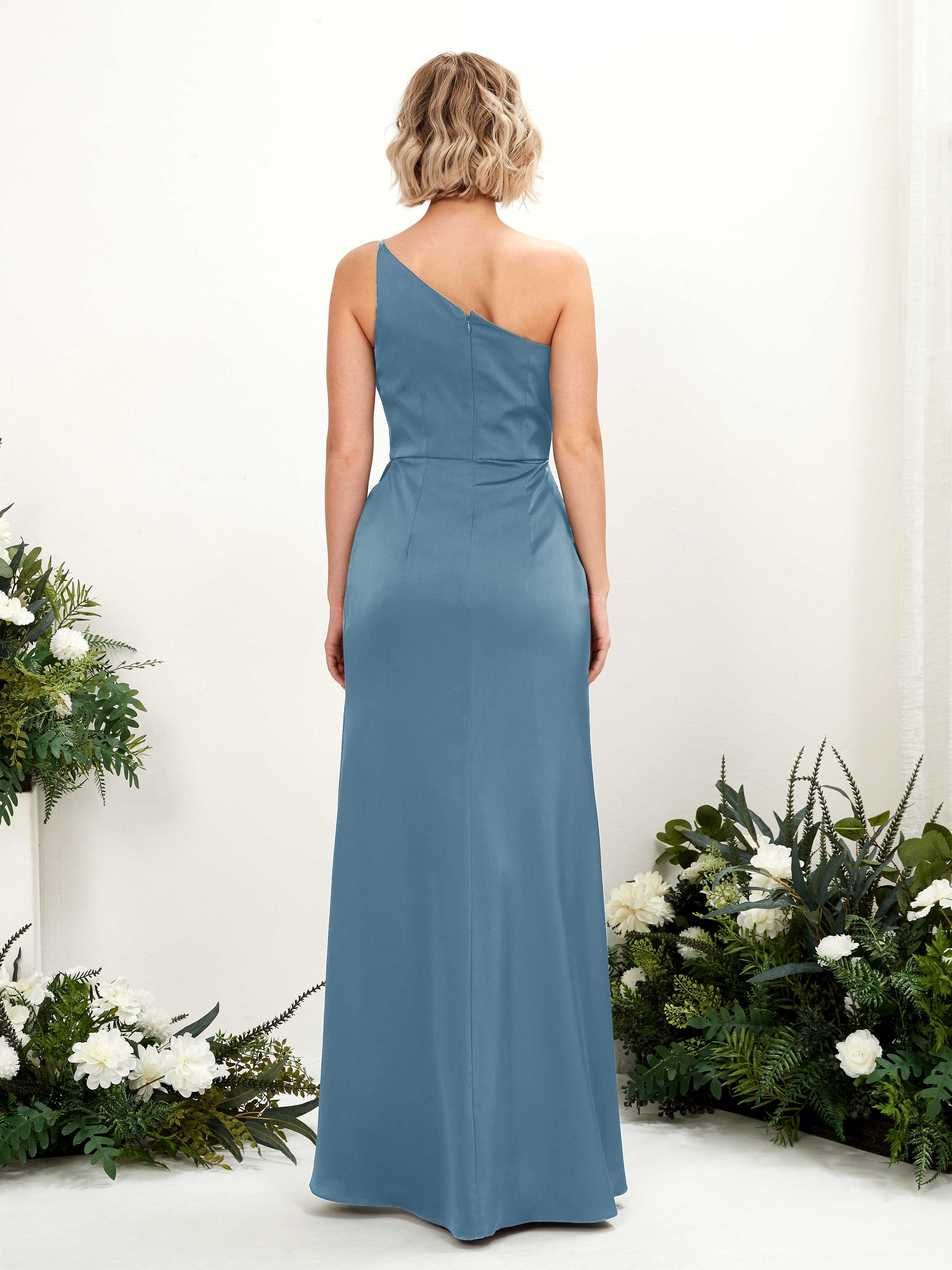 Hedy Ink blue Satin One Shoulder Maxi Dress