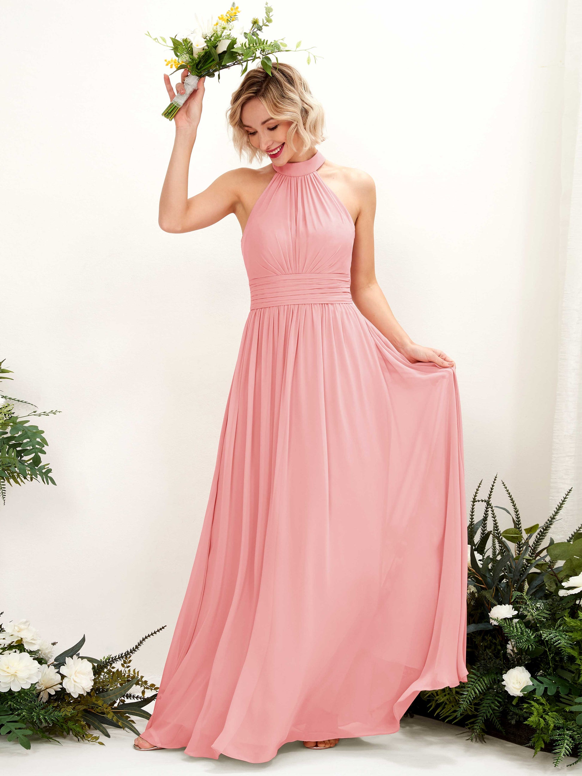 Hilda Ballet Pink Halter Maxi Dress