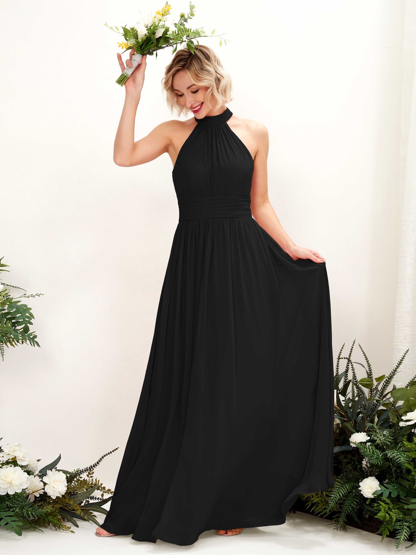 Hilda Black Halter Maxi Dress