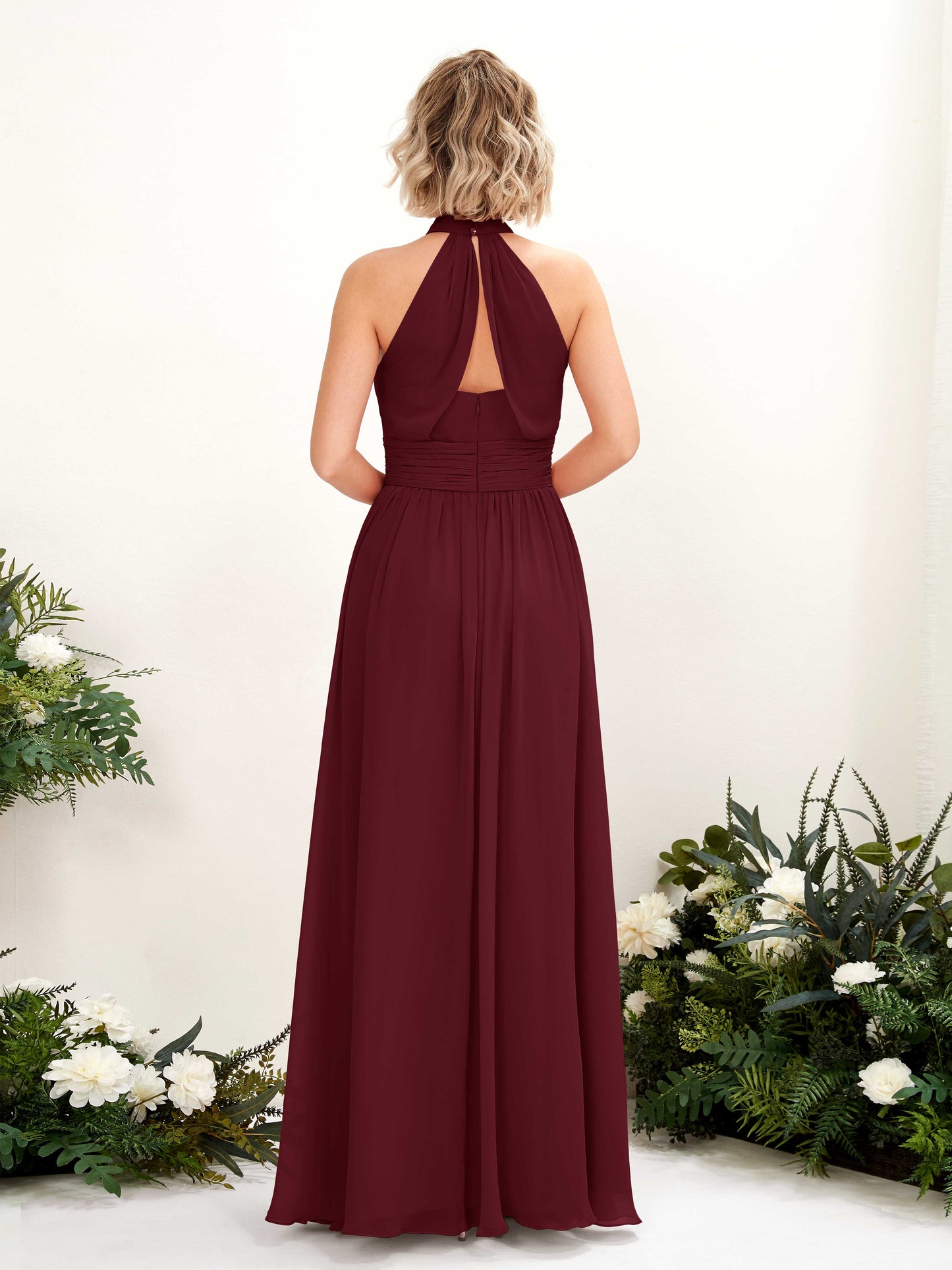 Hilda Burgundy Halter Maxi Dress