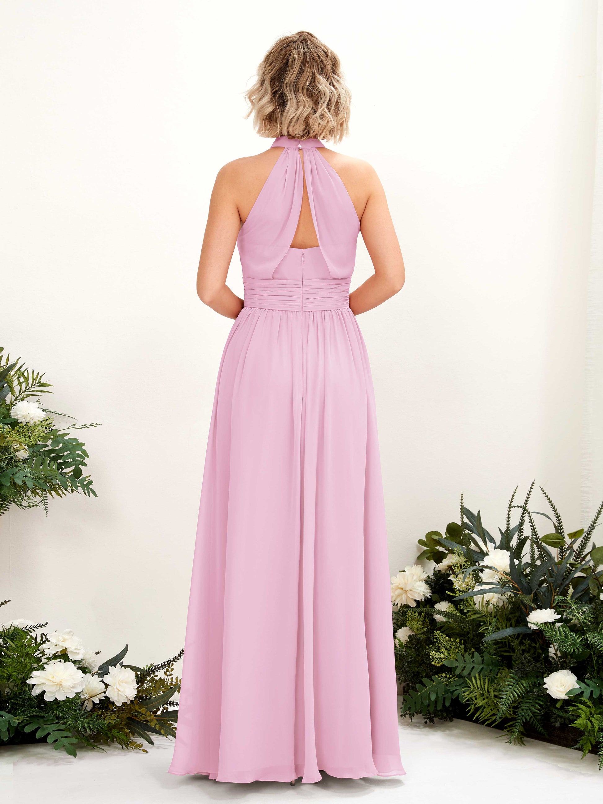 Hilda Candy Pink Halter Maxi Dress