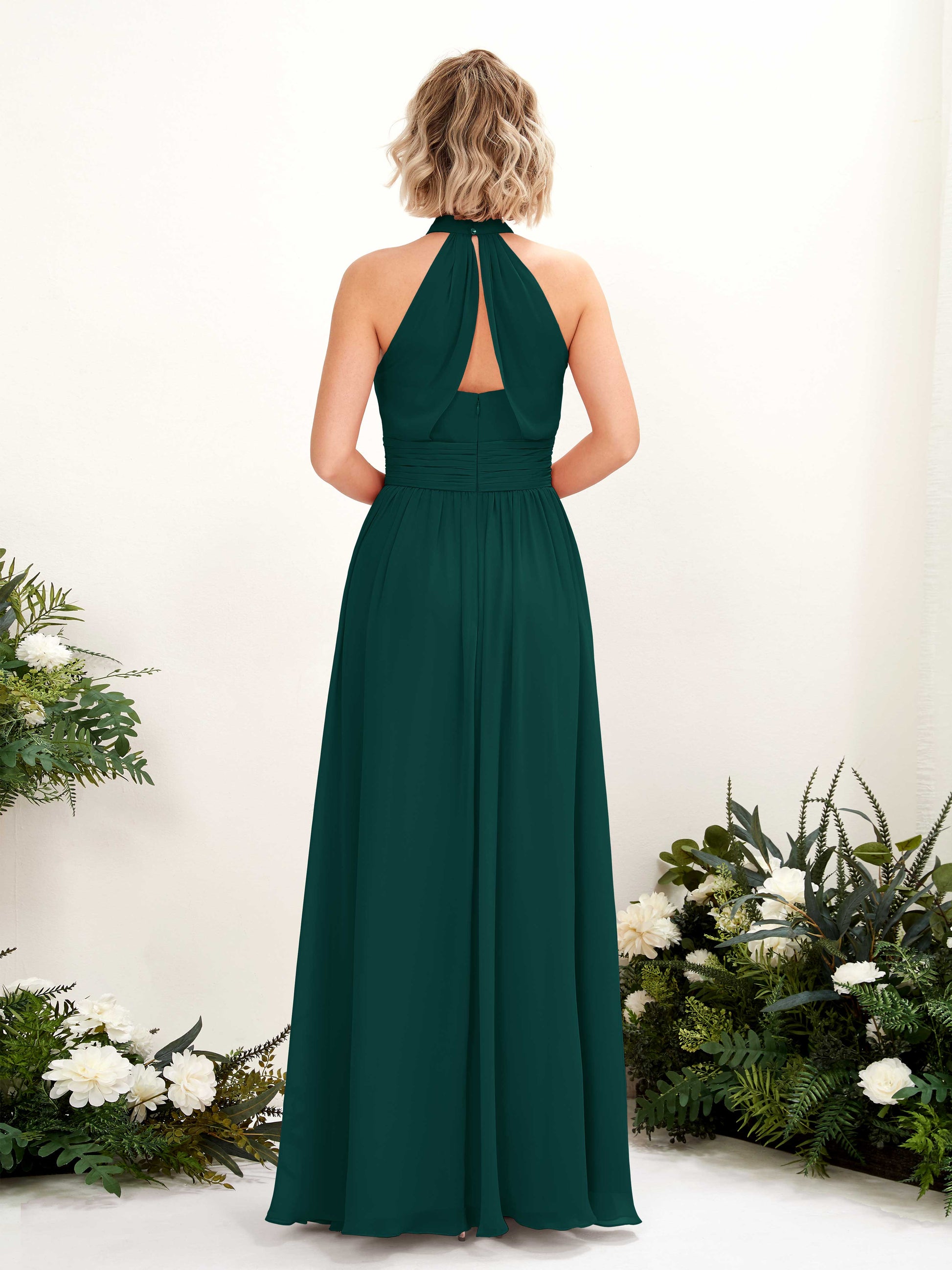 Hilda Dark Emerald Halter Maxi Dress