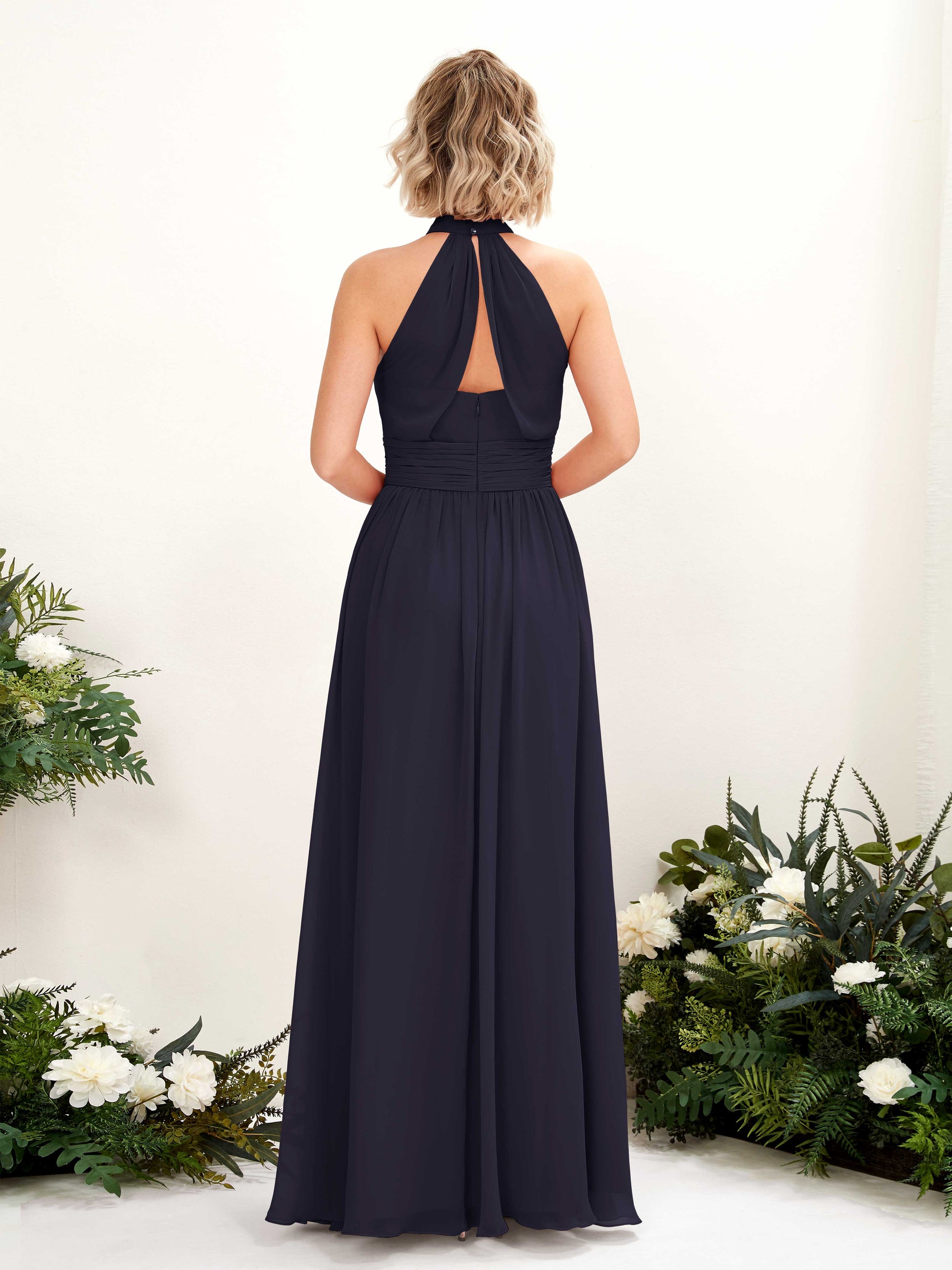 Hilda Dark Navy Halter Maxi Dress