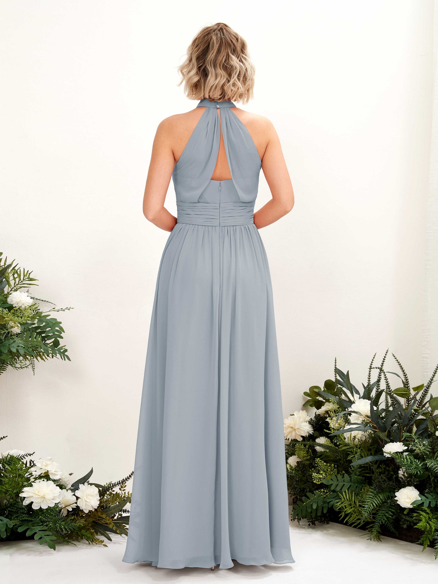 Hilda Dusty Blue-Upgrade Halter Maxi Dress