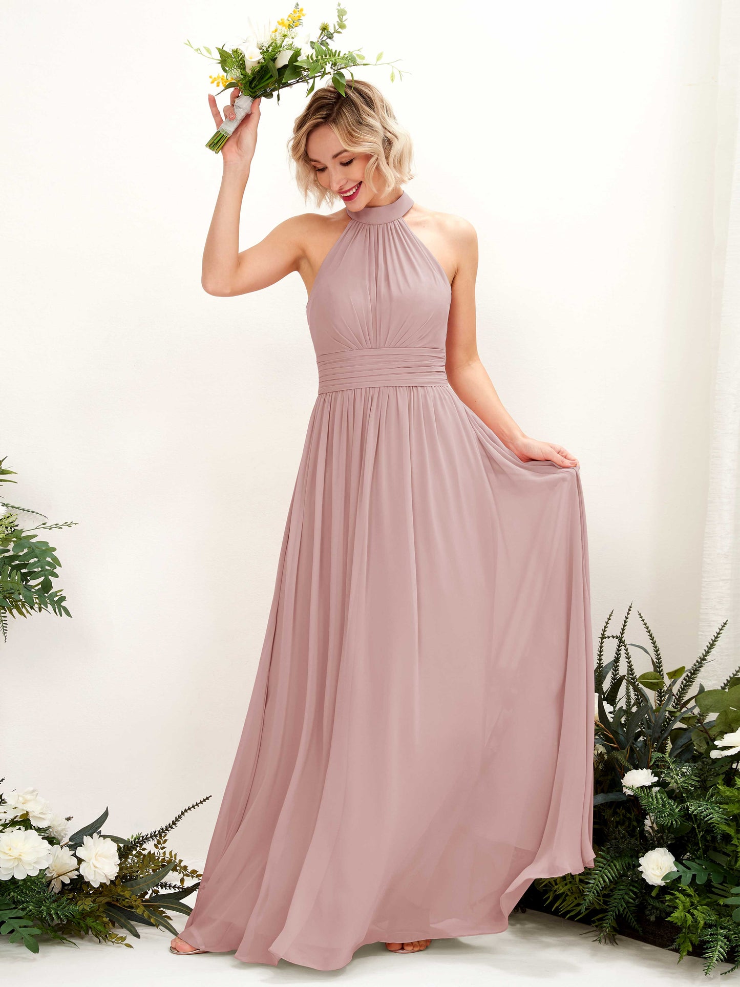 Hilda Dusty Rose Halter Maxi Dress