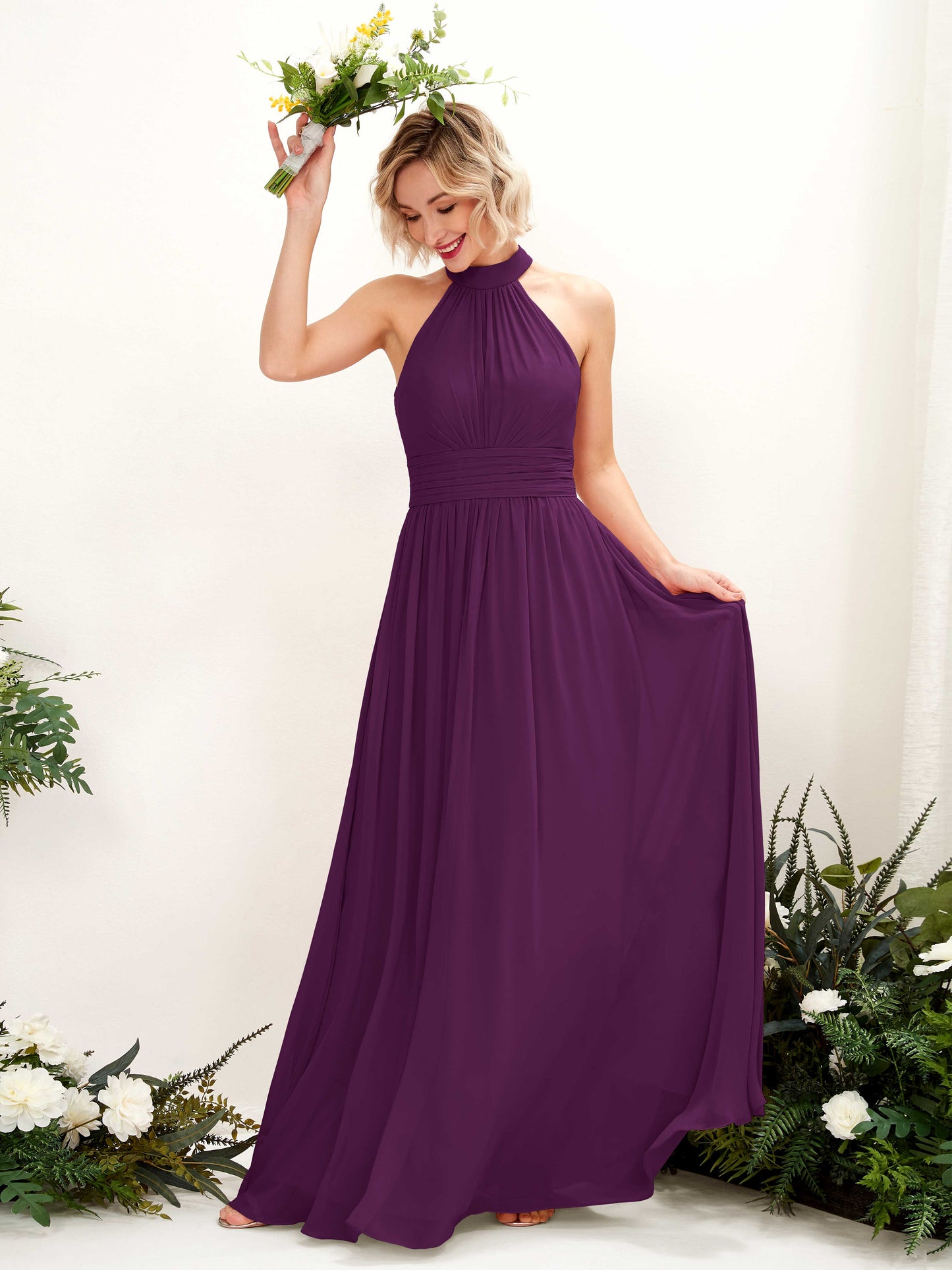 Hilda Grape Halter Maxi Dress