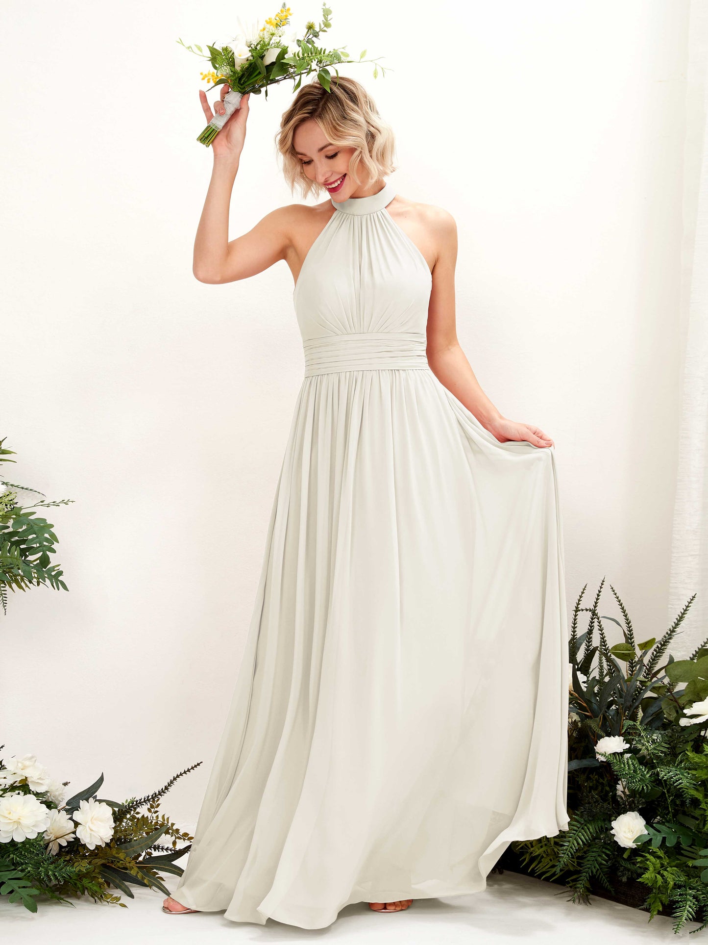 Hilda Ivory Halter Maxi Dress