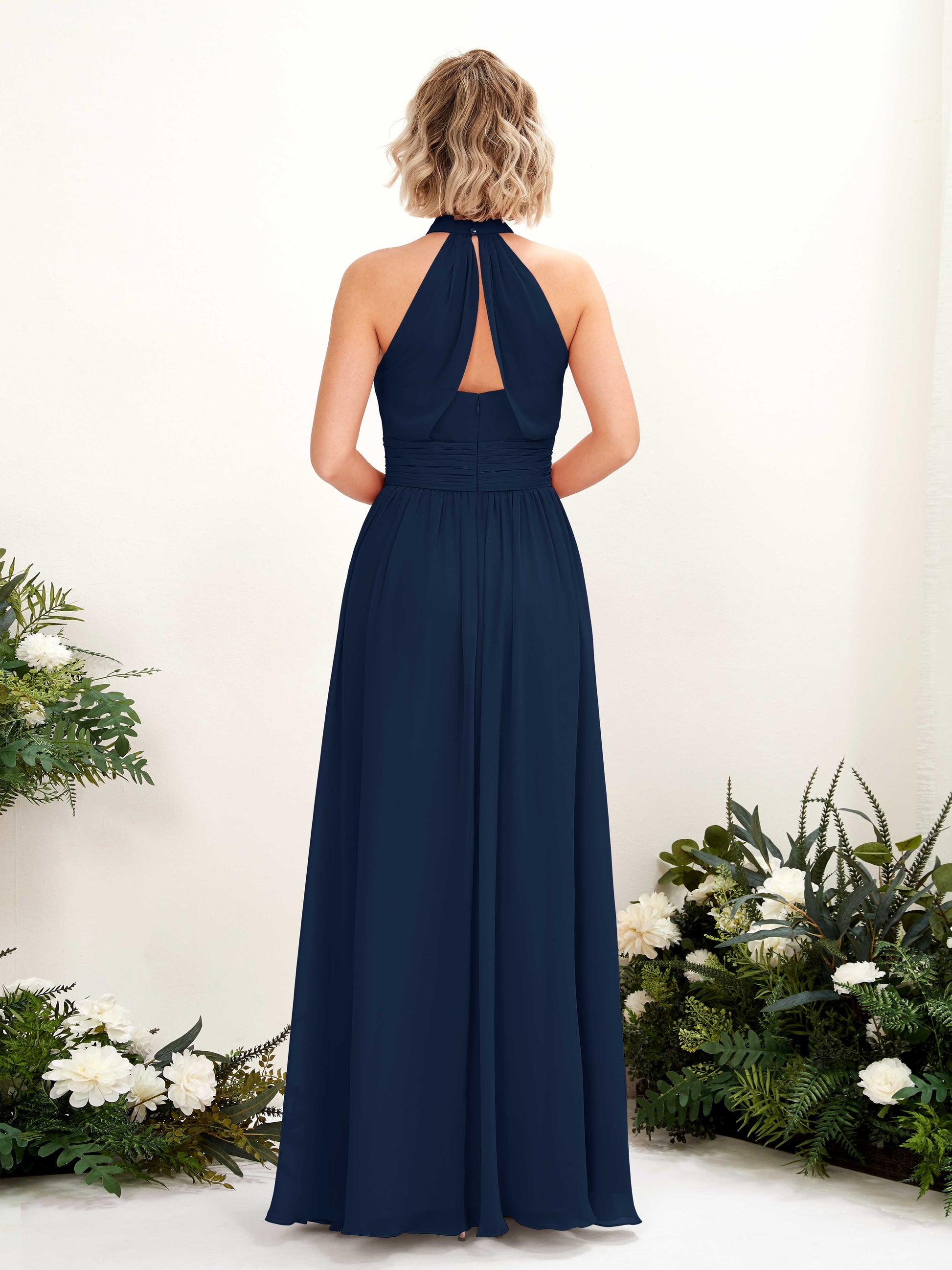 Hilda Navy Halter Maxi Dress