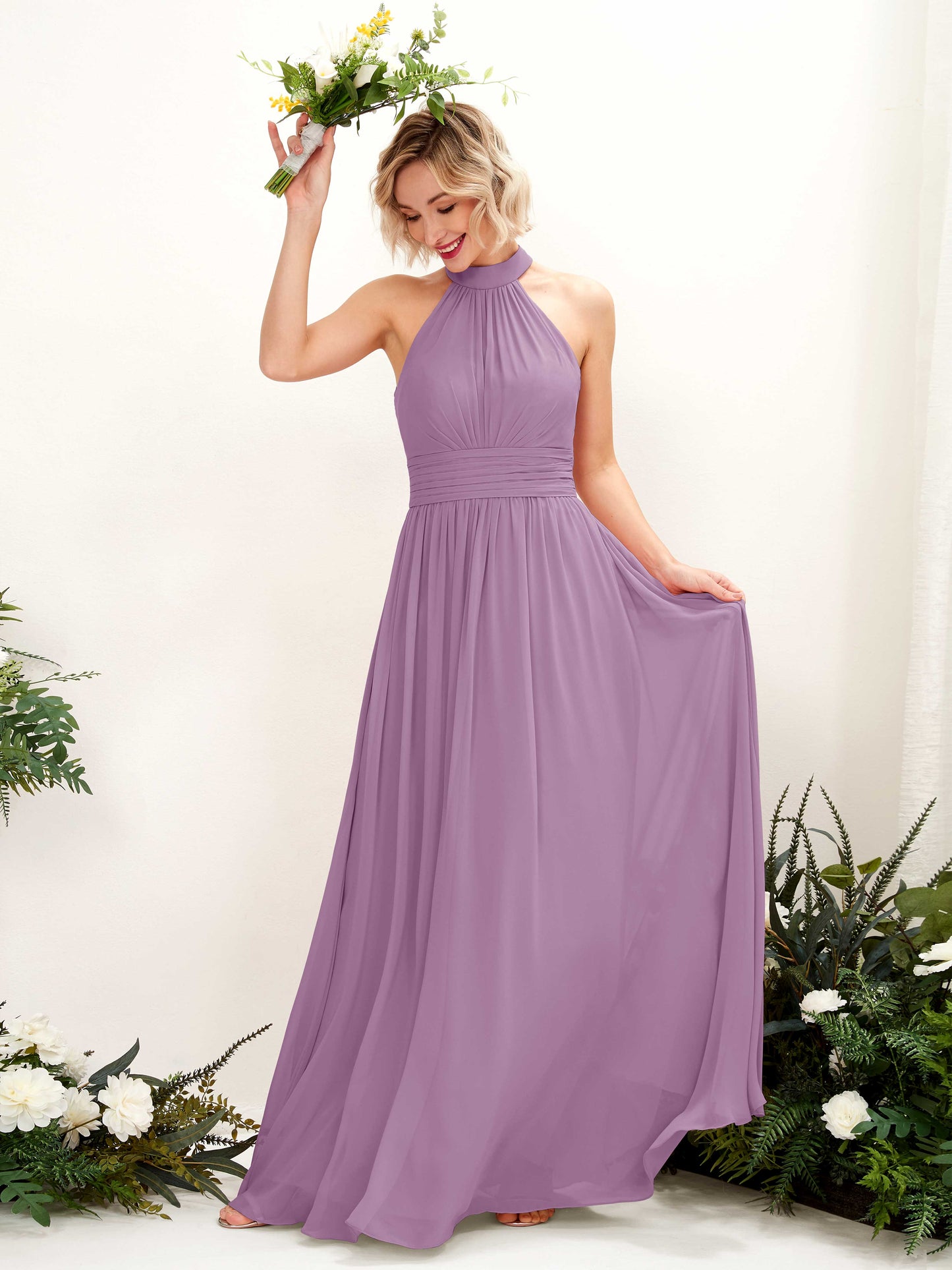 Hilda Orchid Mist Halter Maxi Dress