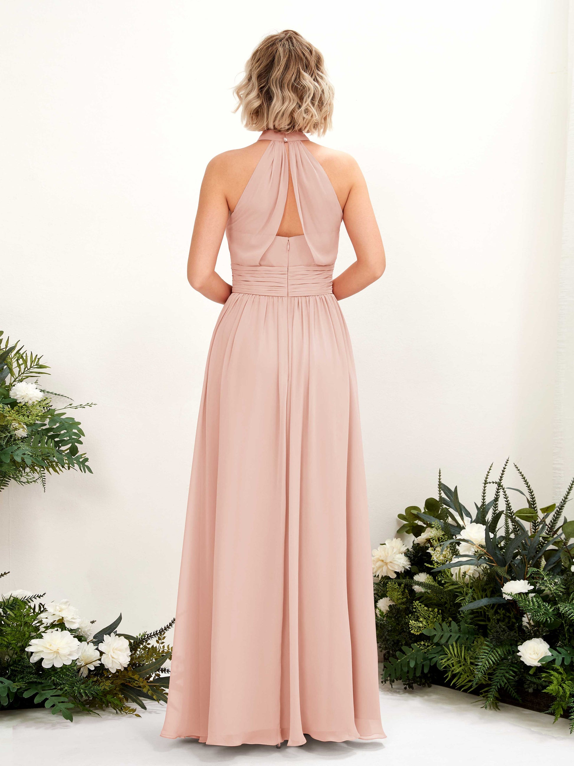 Hilda Pearl Pink Halter Maxi Dress