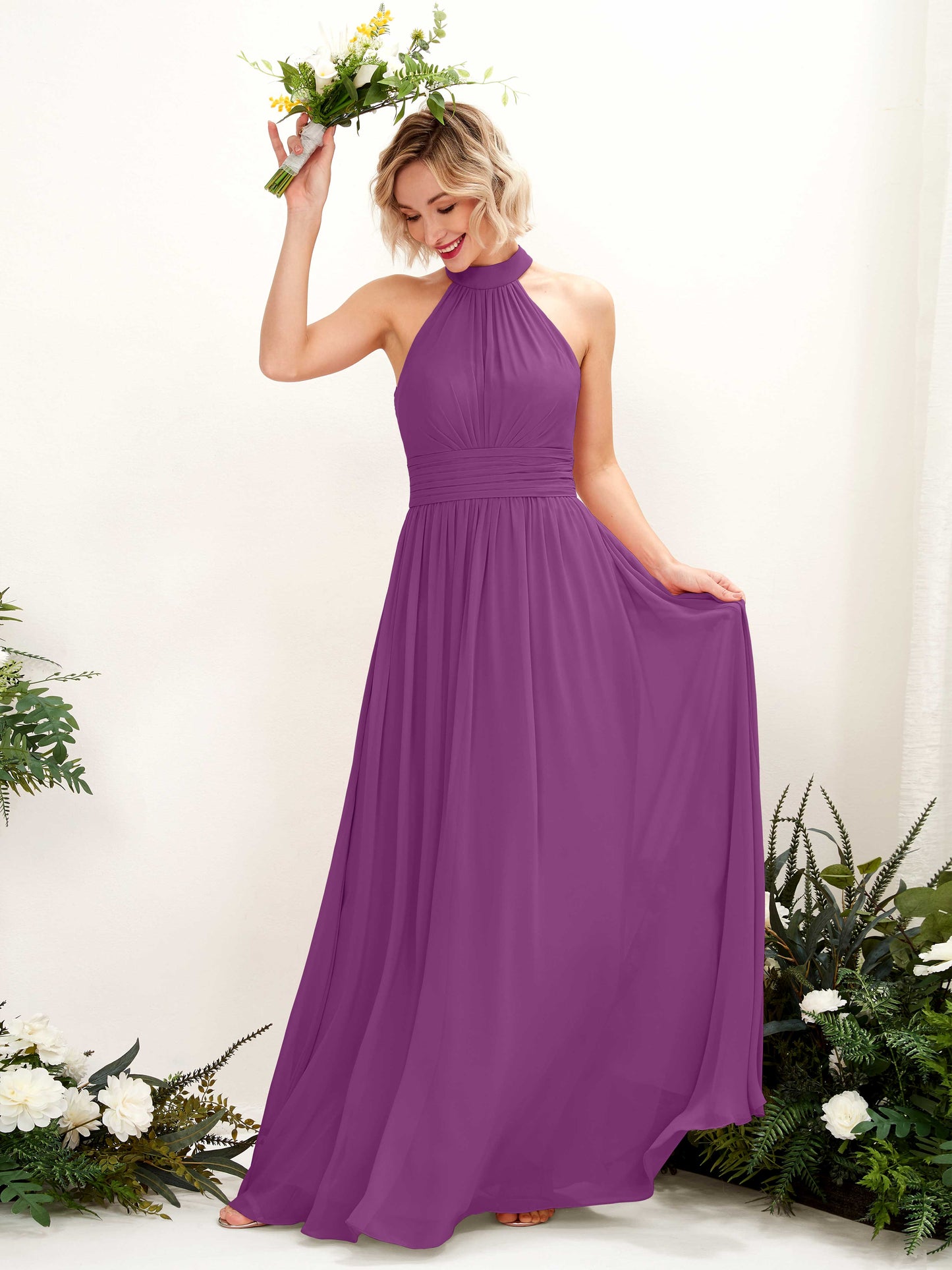 Hilda Purple Halter Maxi Dress