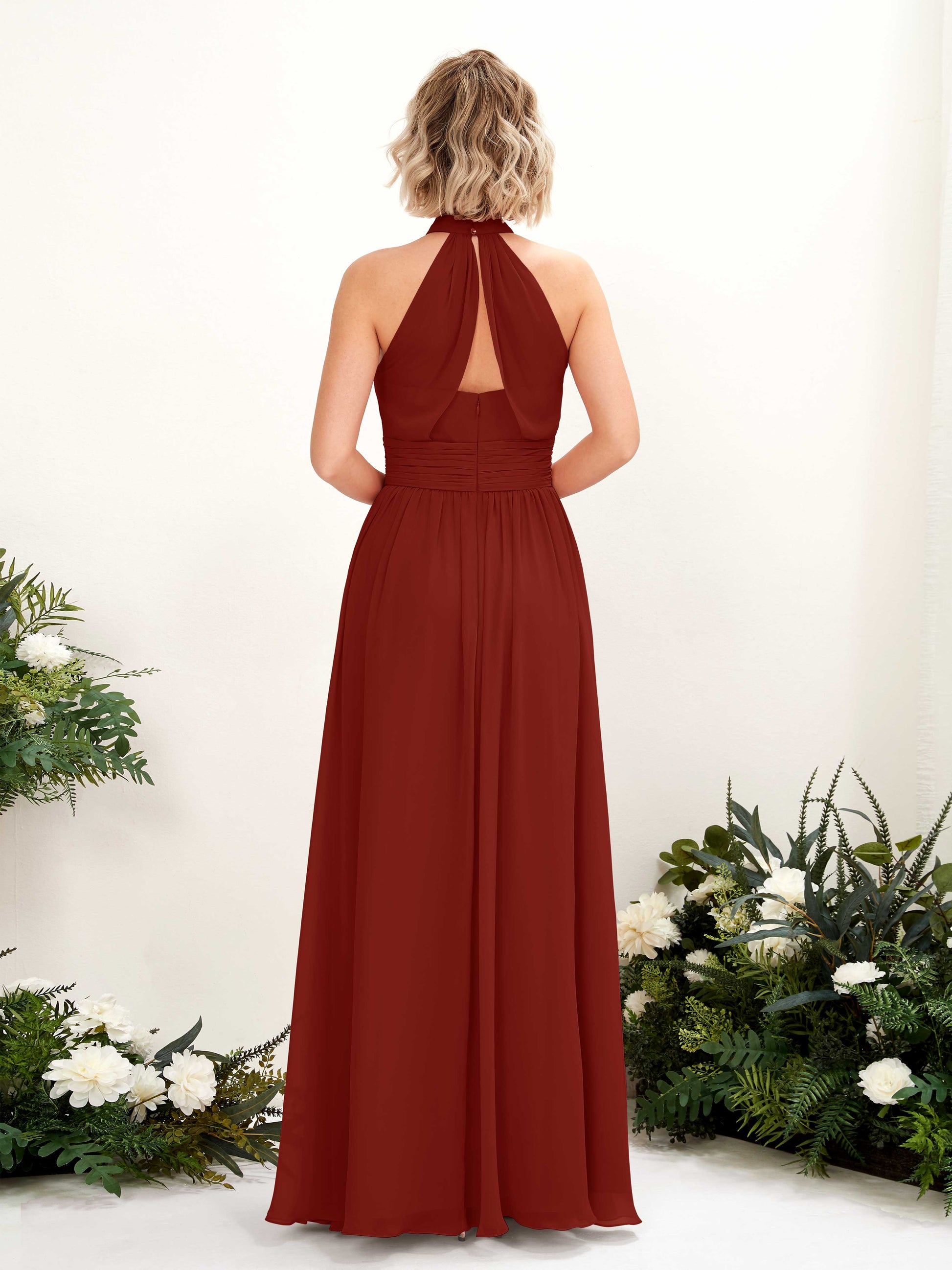 Hilda Rust Halter Maxi Dress