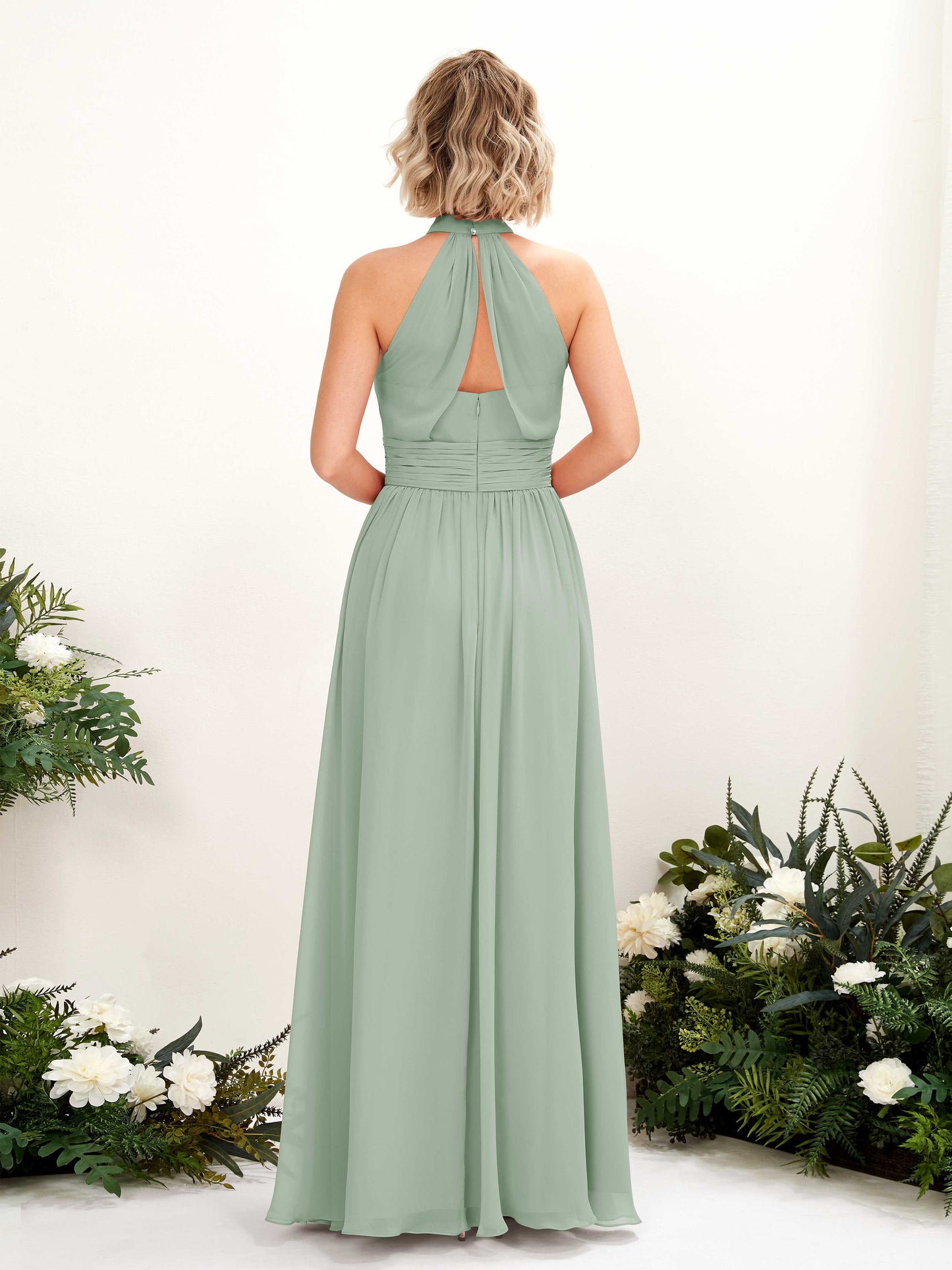 Hilda Sage Green Halter Maxi Dress