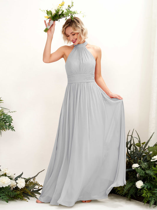 Hilda Silver Halter Maxi Dress